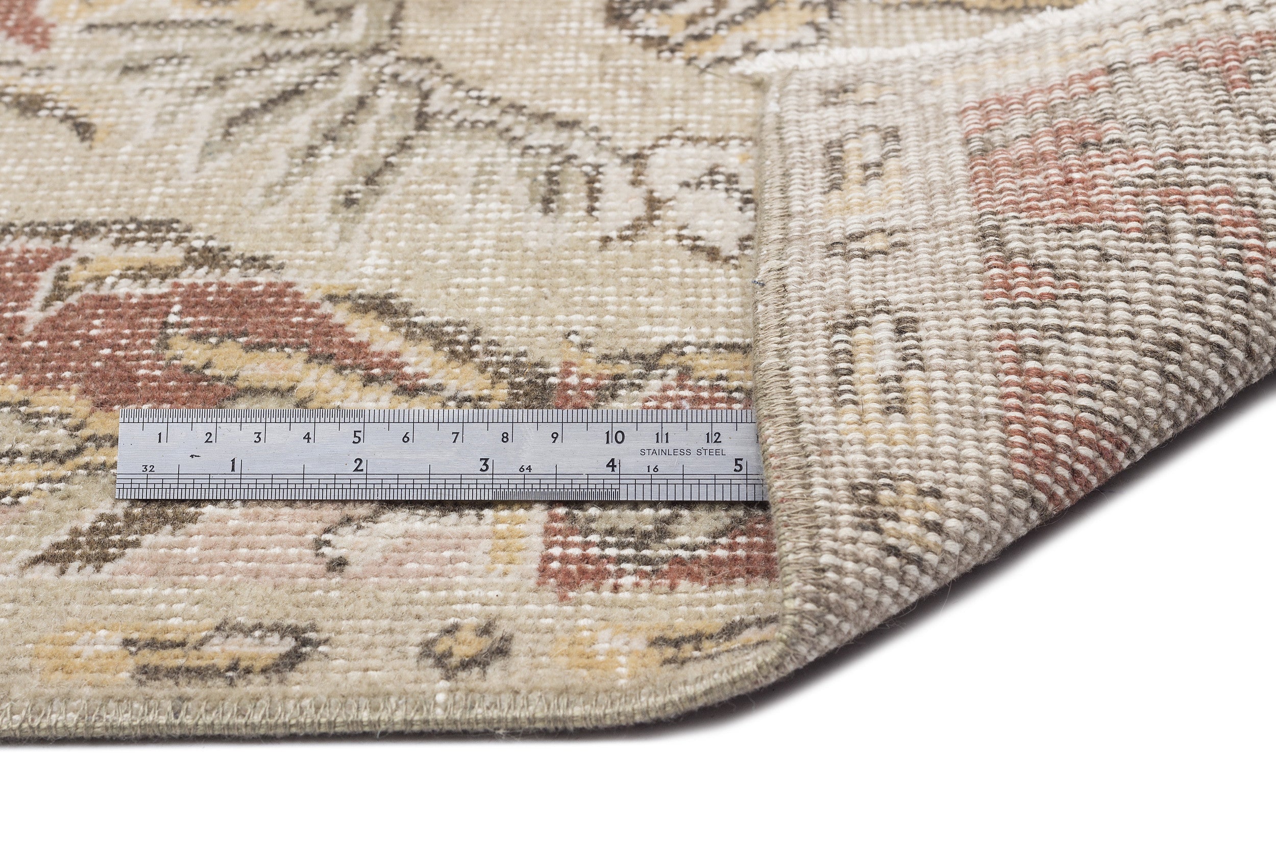 Atina 9682 Beige Vintage Wool Handmade Area Rug 5'9" x 9'2"