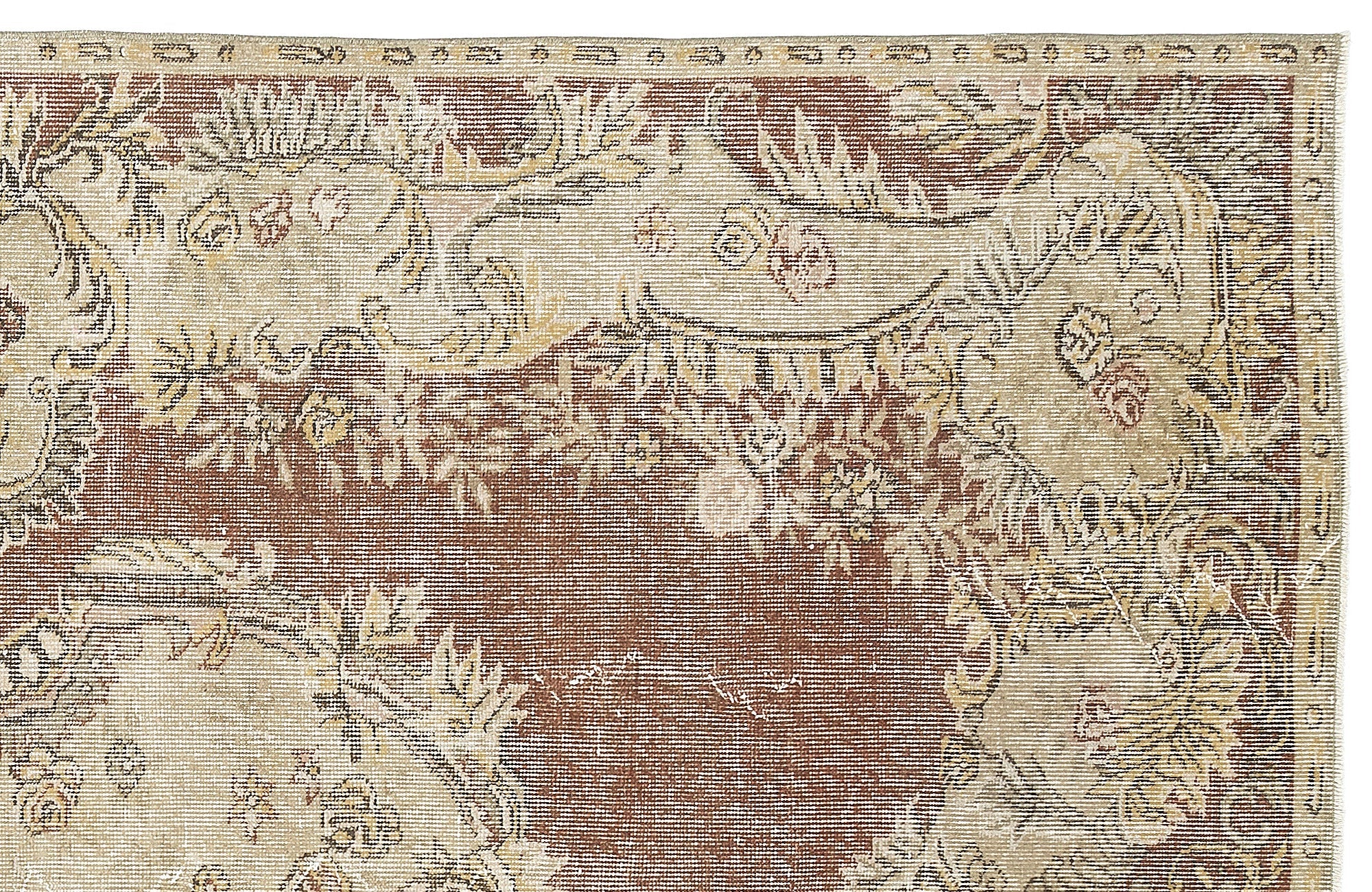 Atina 9682 Beige Vintage Wool Handmade Area Rug 5'9" x 9'2"