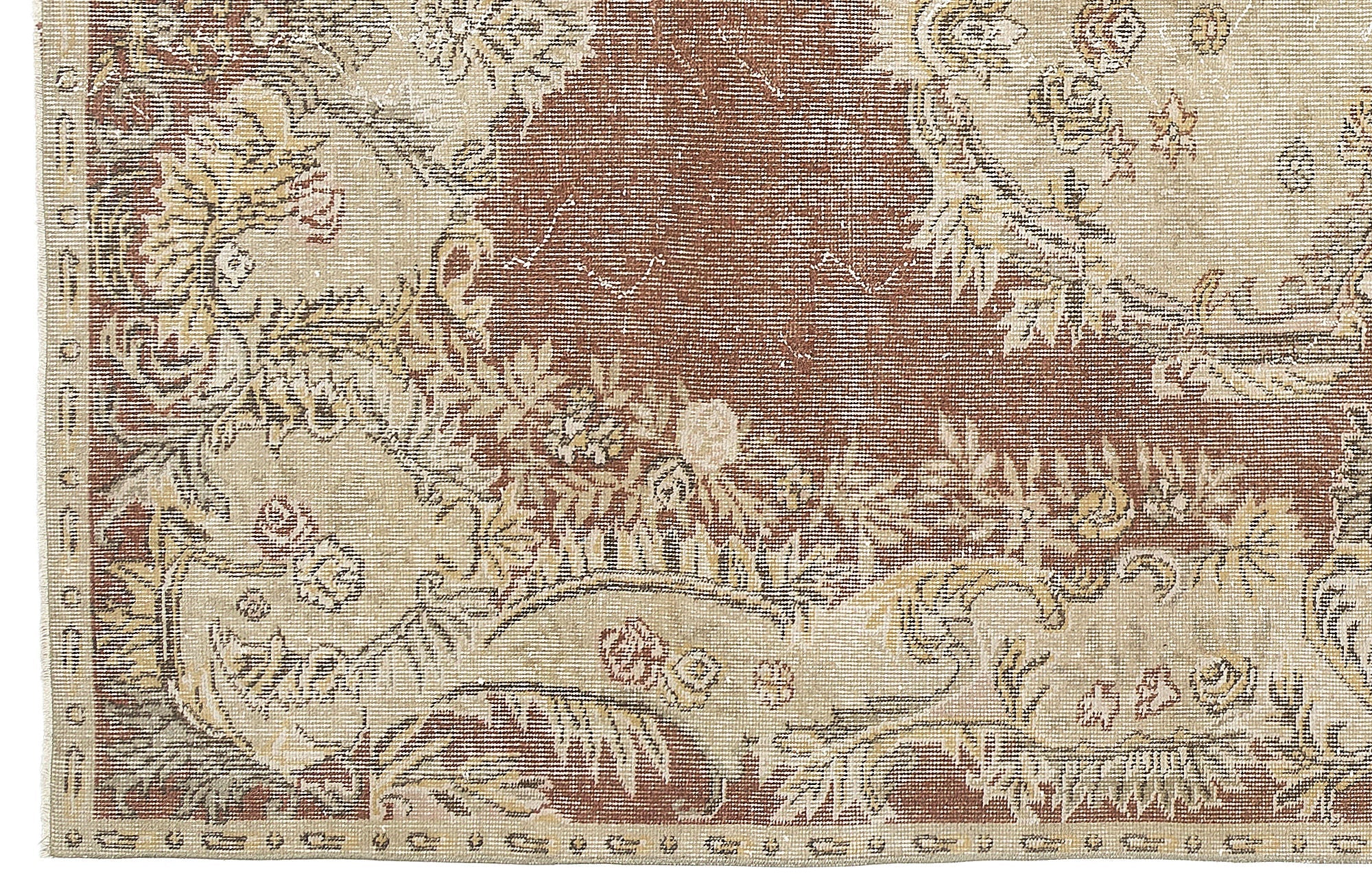 Atina 9682 Beige Vintage Wool Handmade Area Rug 5'9" x 9'2"