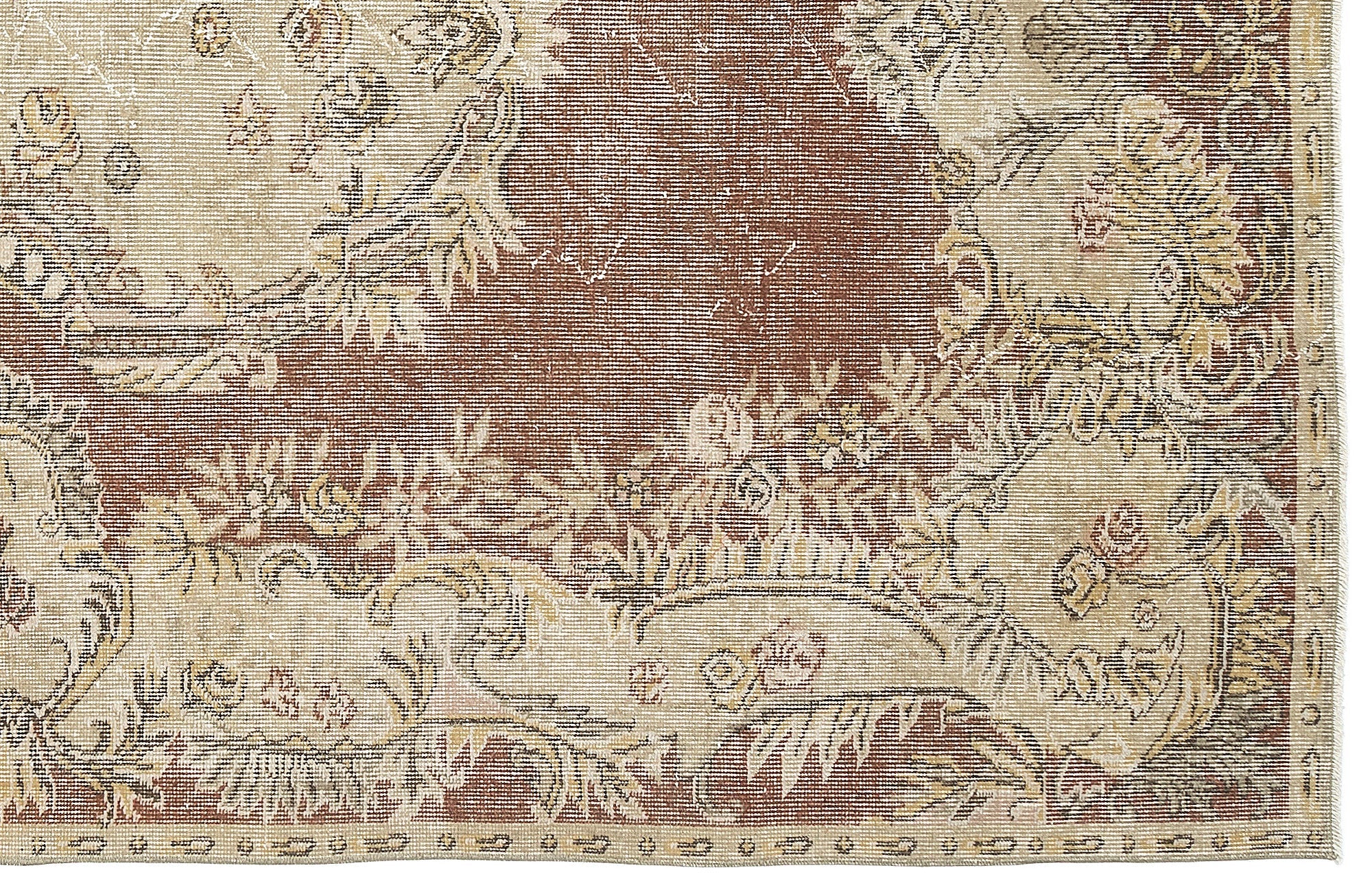 Atina 9682 Beige Vintage Wool Handmade Area Rug 5'9" x 9'2"
