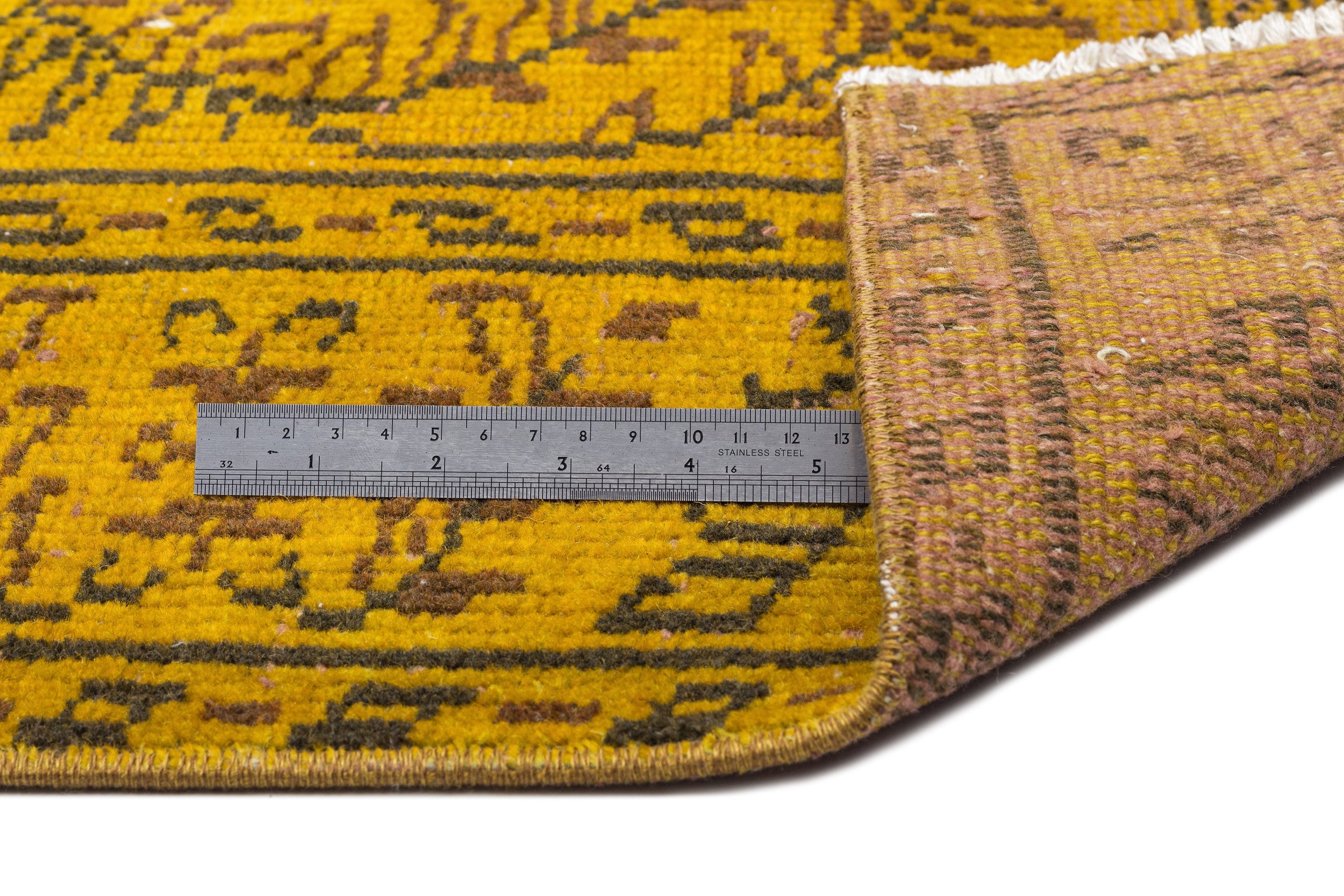 Atina Yellow Vintage Wool Handmade Area Rug 5'11" x 8'9"
