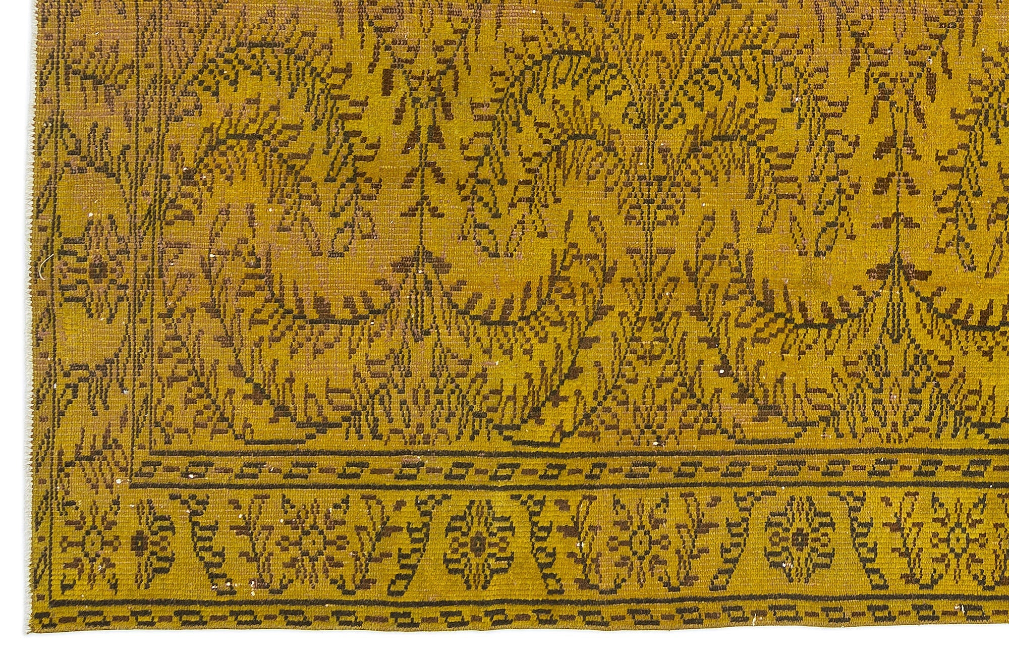 Atina Yellow Vintage Wool Handmade Area Rug 5'11" x 8'9"
