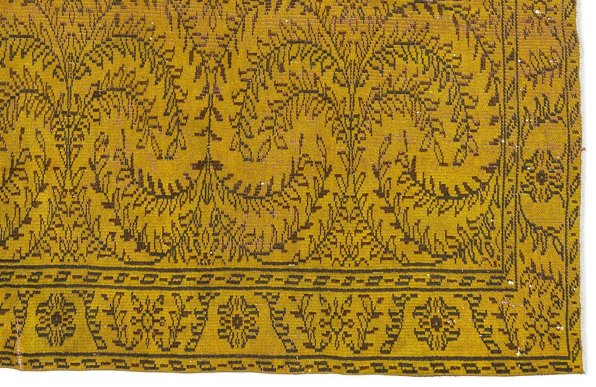 Atina Yellow Vintage Wool Handmade Area Rug 5'11" x 8'9"