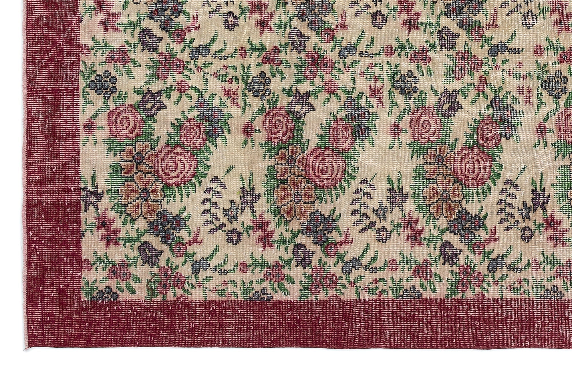 Atina Cream Vintage Wool Handmade Area Rug 7'6" x 10'10"