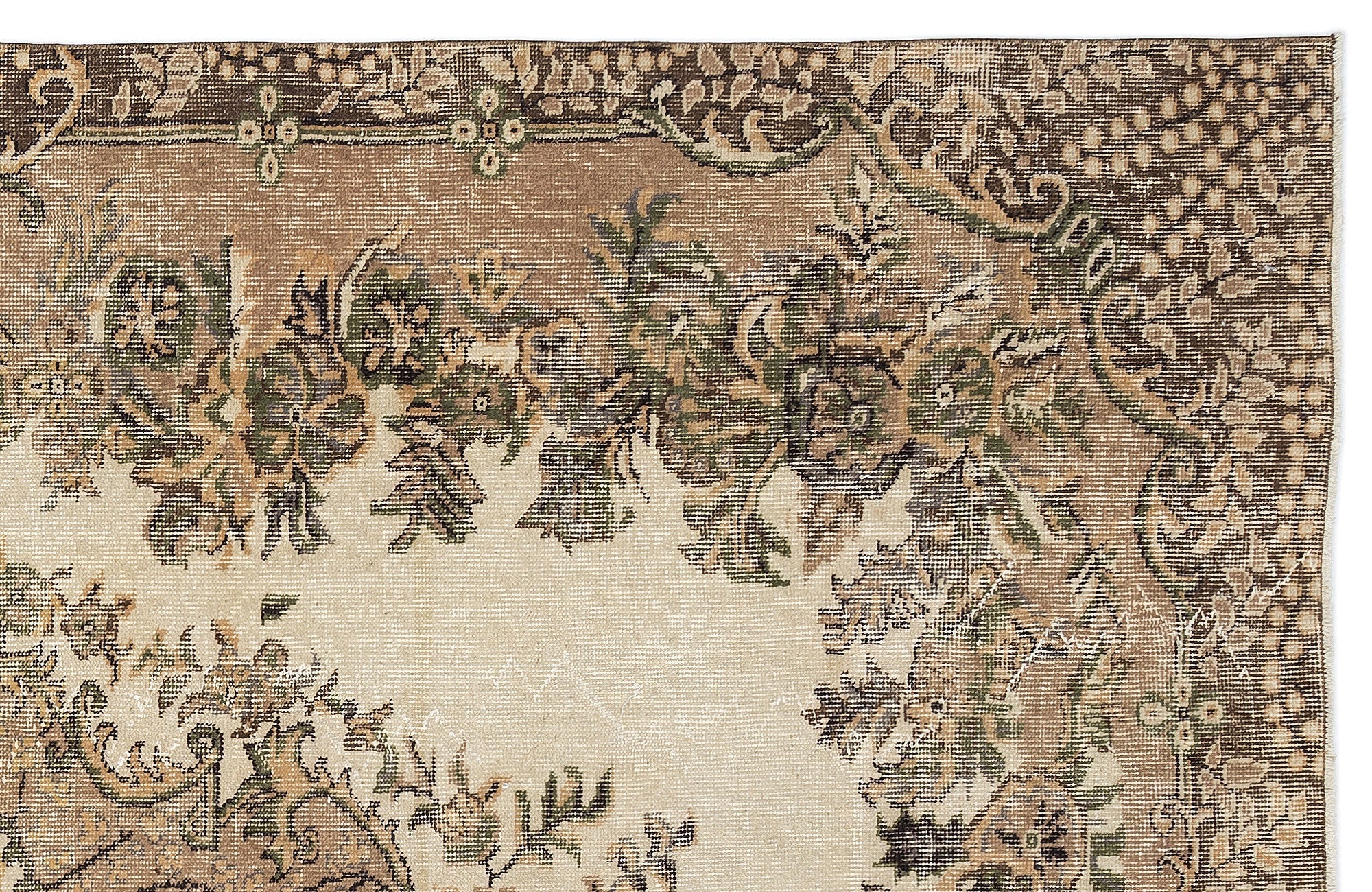Atina Beige Vintage Wool Handmade Area Rug 5'9" x 9'6"