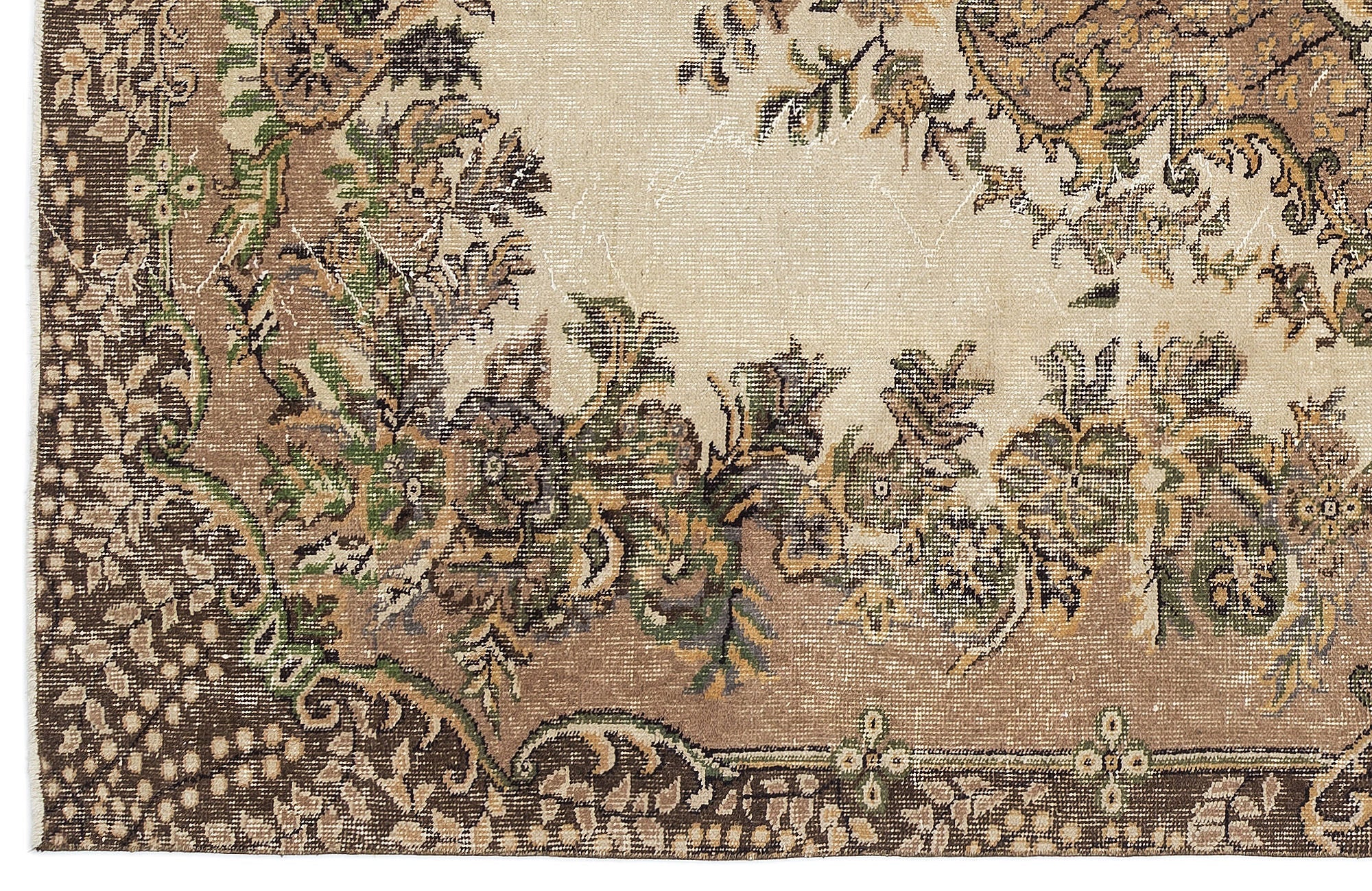 Atina Beige Vintage Wool Handmade Area Rug 5'9" x 9'6"
