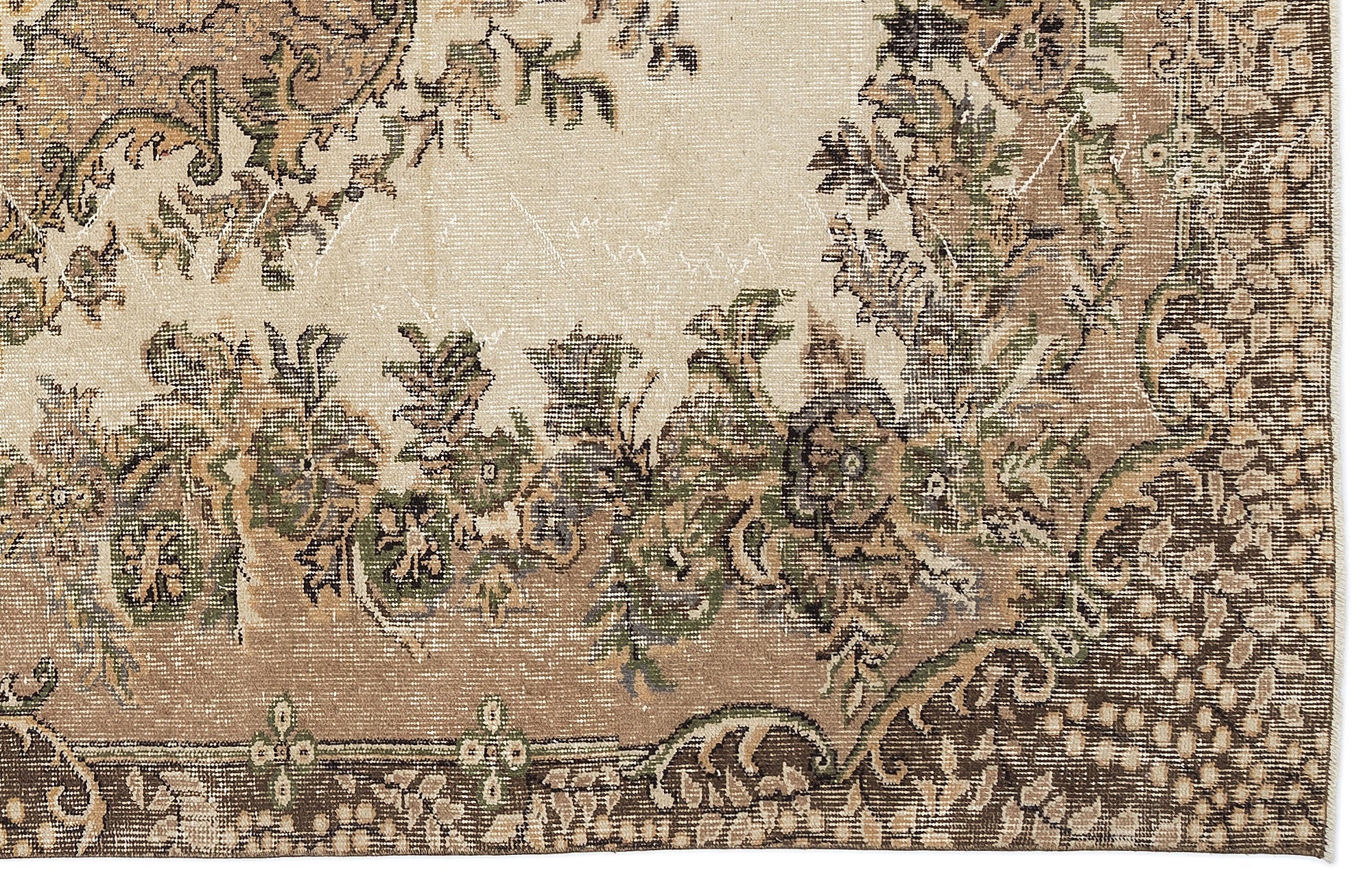 Atina Beige Vintage Wool Handmade Area Rug 5'9" x 9'6"