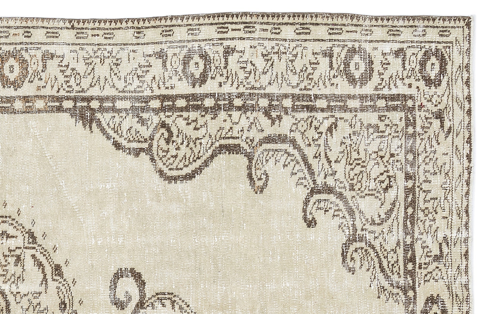 Atina Beige Vintage Wool Handmade Area Rug 5'5" x 9'7"