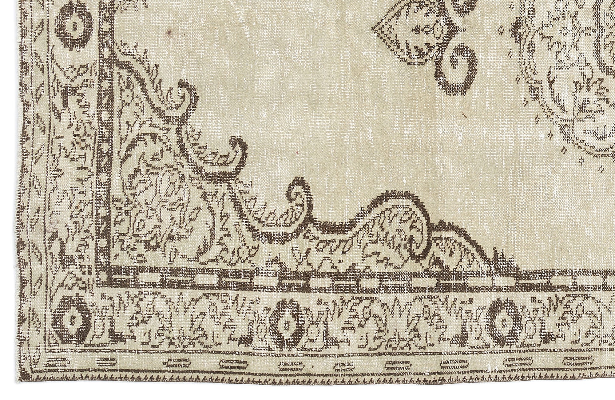 Atina Beige Vintage Wool Handmade Area Rug 5'5" x 9'7"