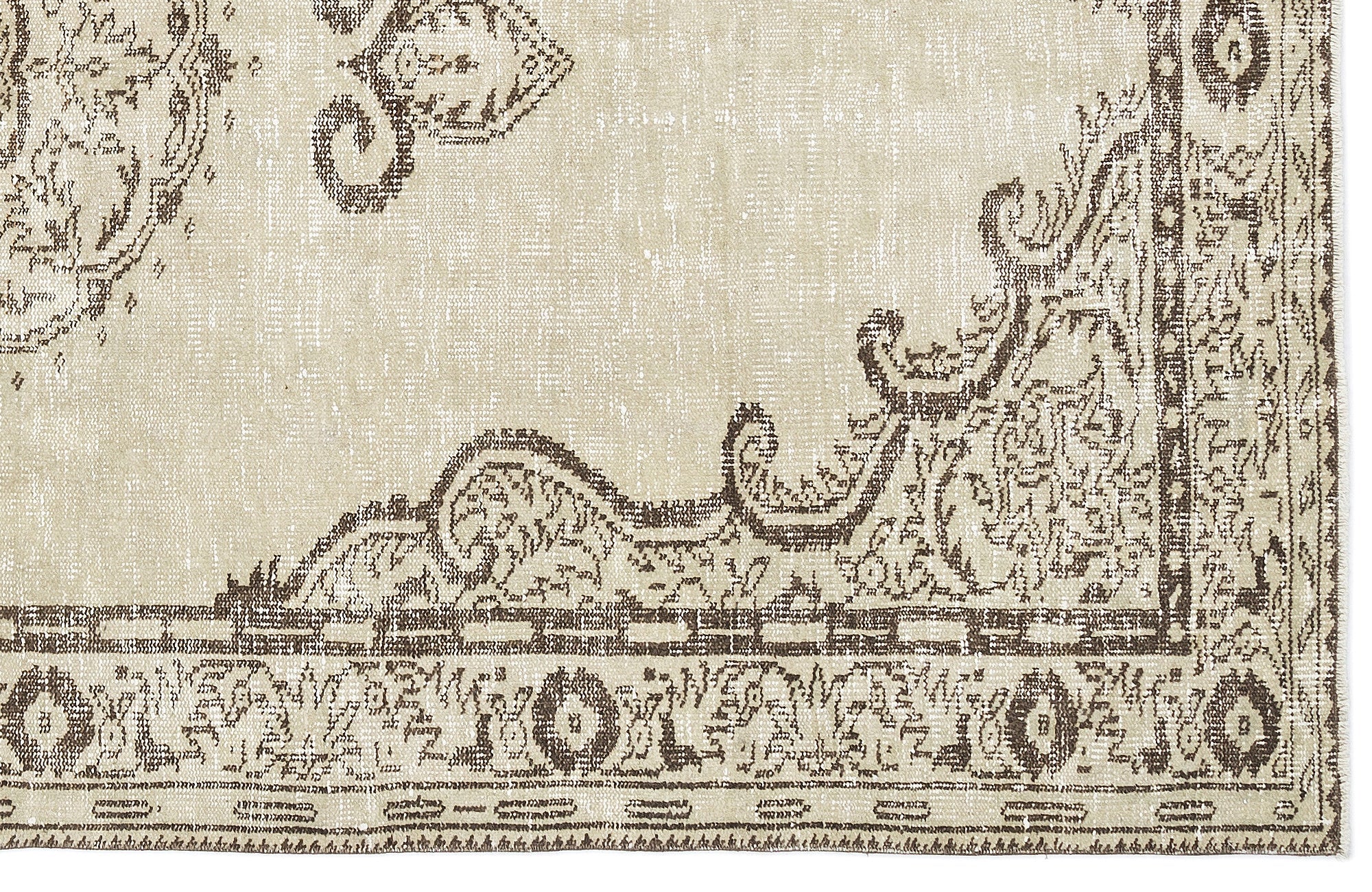 Atina Beige Vintage Wool Handmade Area Rug 5'5" x 9'7"