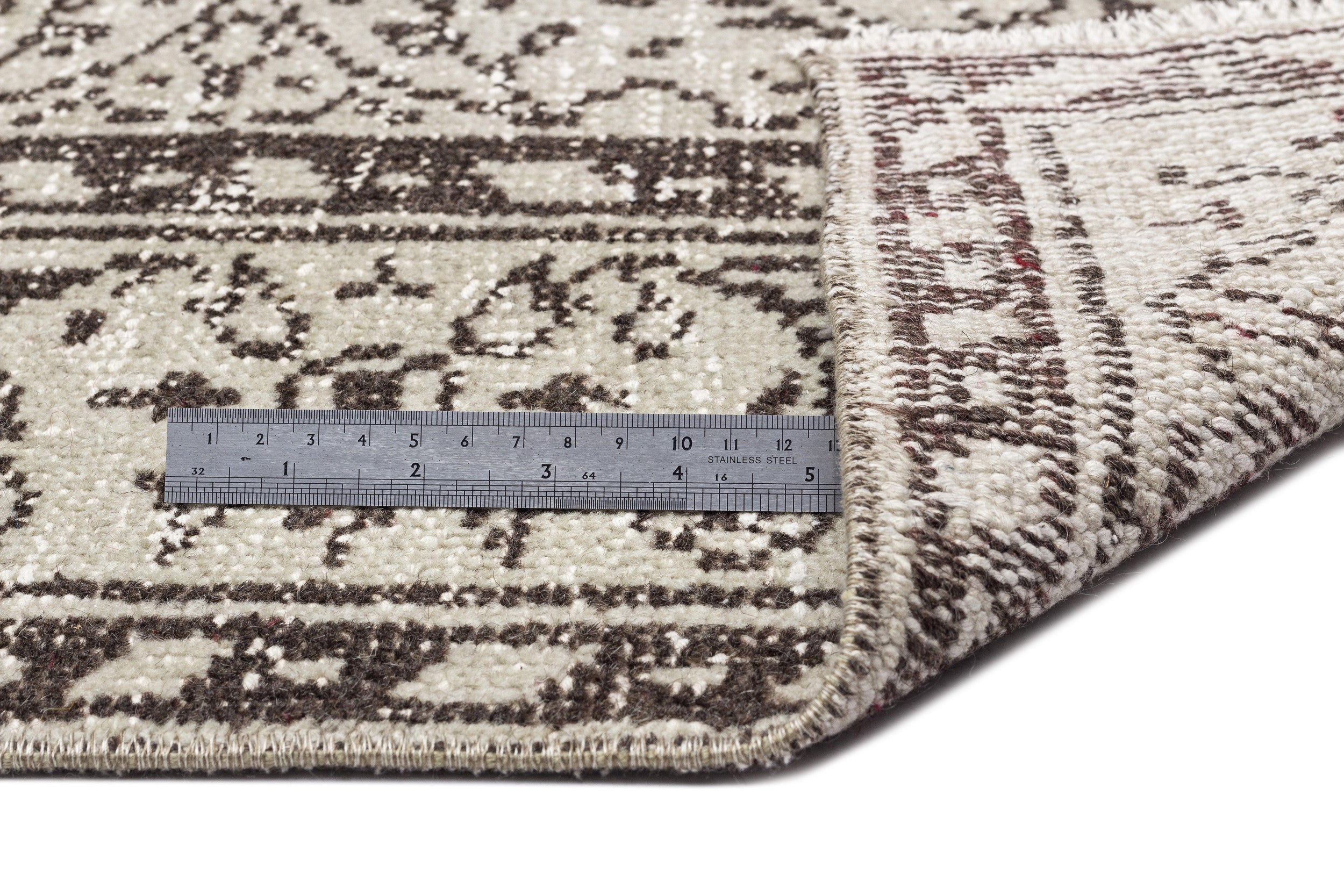 Atina Beige Vintage Wool Handmade Area Rug 5'4" x 9'1"