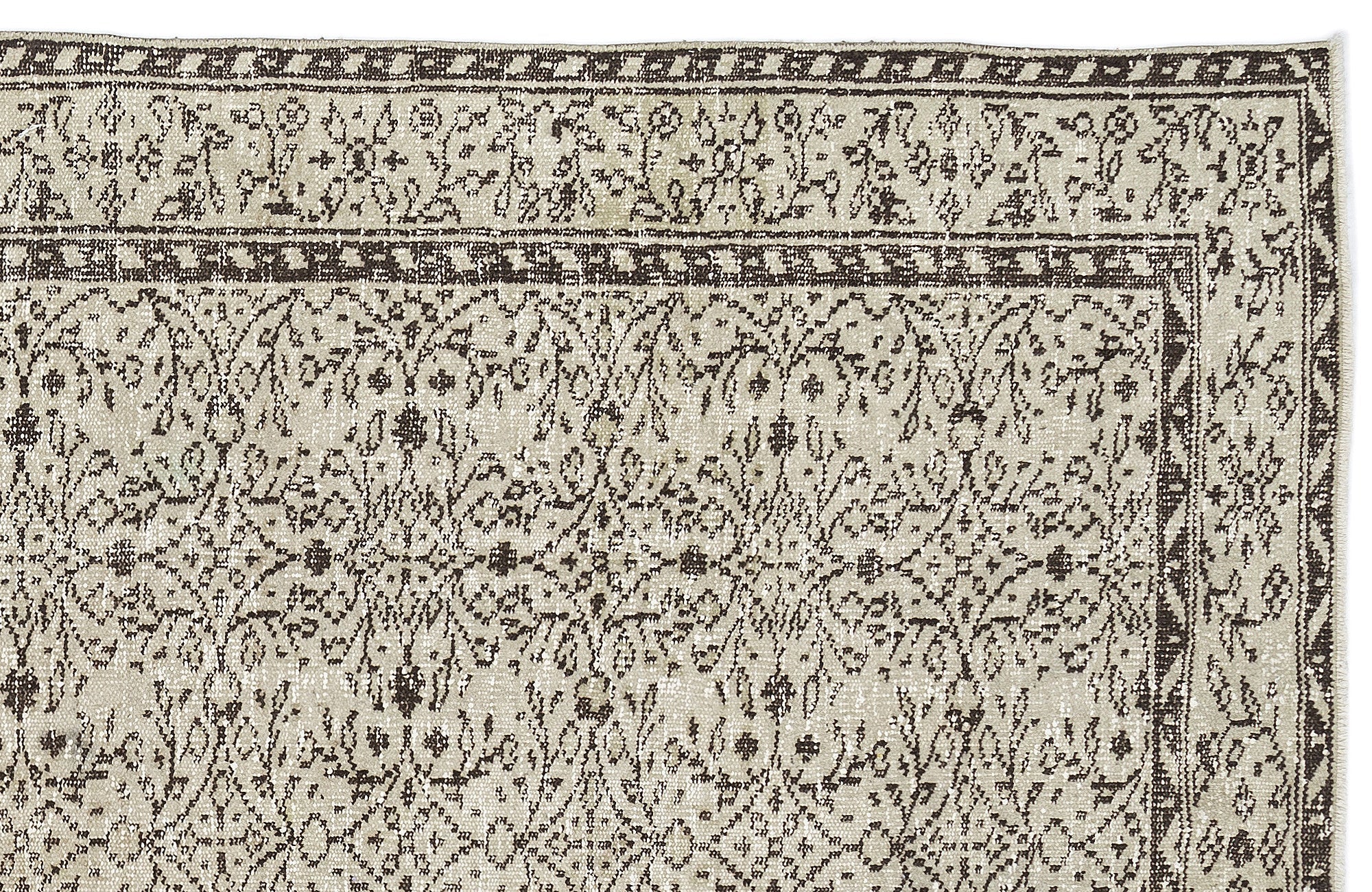Atina Beige Vintage Wool Handmade Area Rug 5'4" x 9'1"