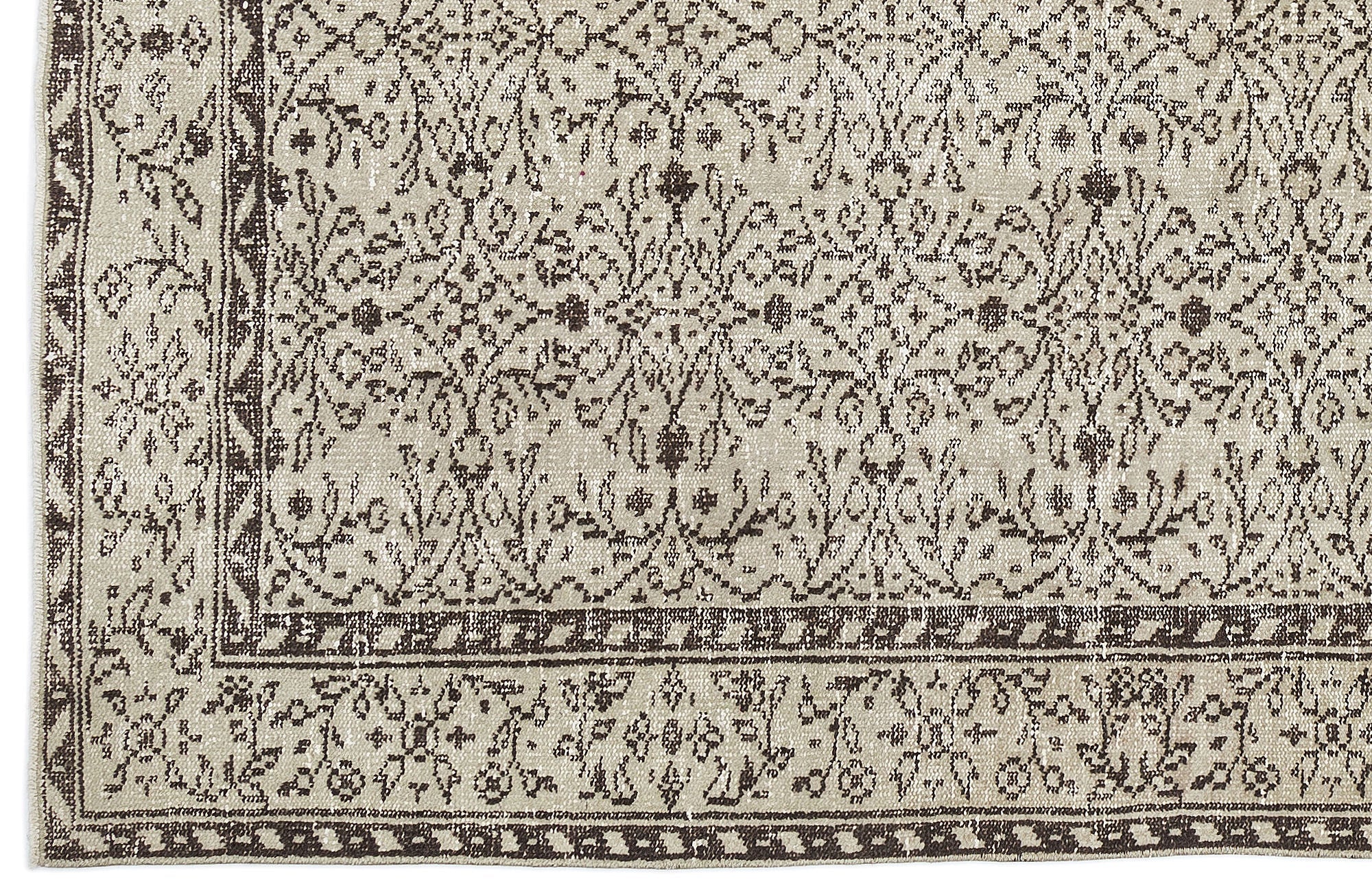Atina Beige Vintage Wool Handmade Area Rug 5'4" x 9'1"
