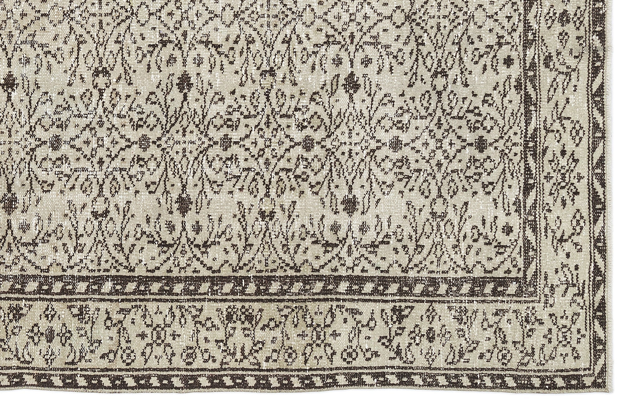 Atina Beige Vintage Wool Handmade Area Rug 5'4" x 9'1"