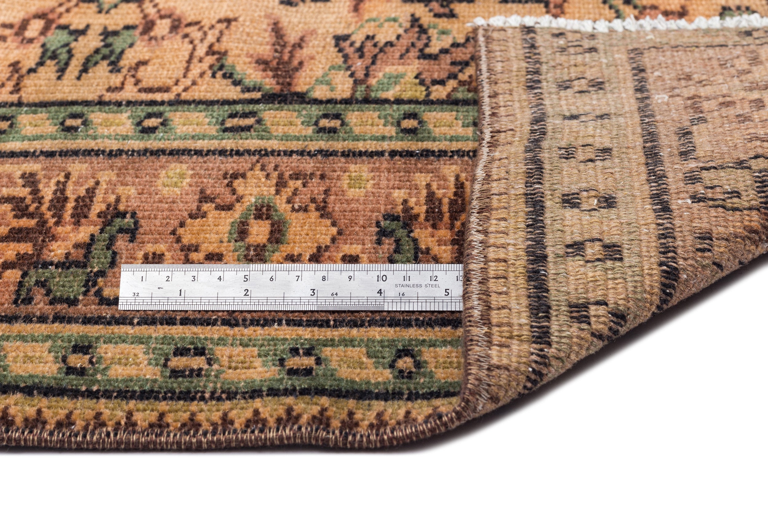 Atina Beige Vintage Wool Handmade Area Rug 6'2" x 8'8"