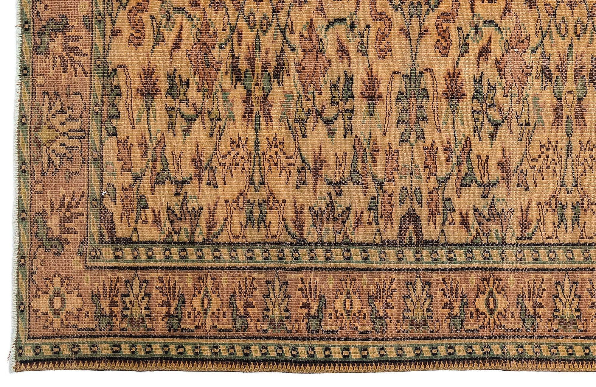 Atina Beige Vintage Wool Handmade Area Rug 6'2" x 8'8"