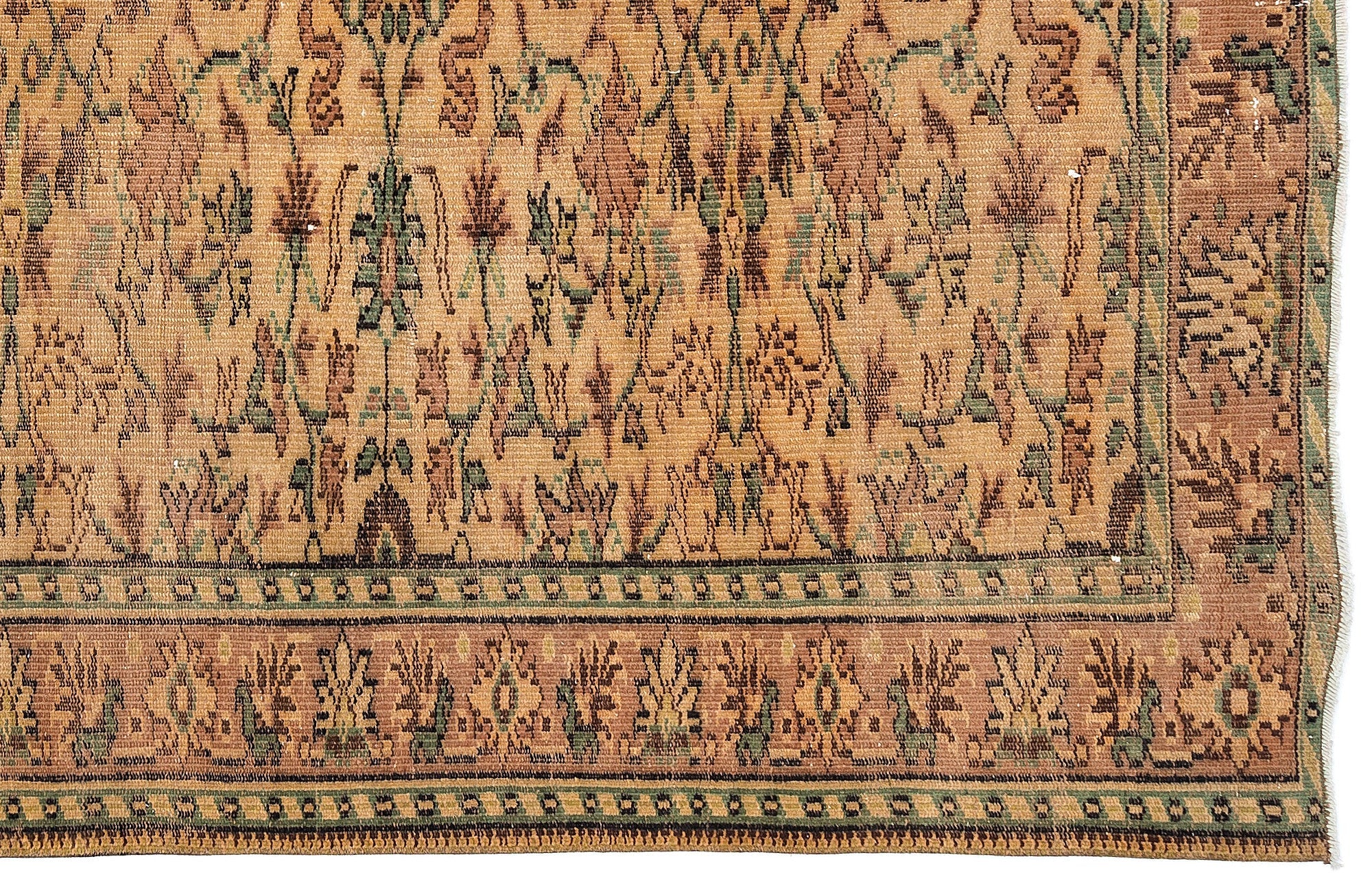 Atina Beige Vintage Wool Handmade Area Rug 6'2" x 8'8"