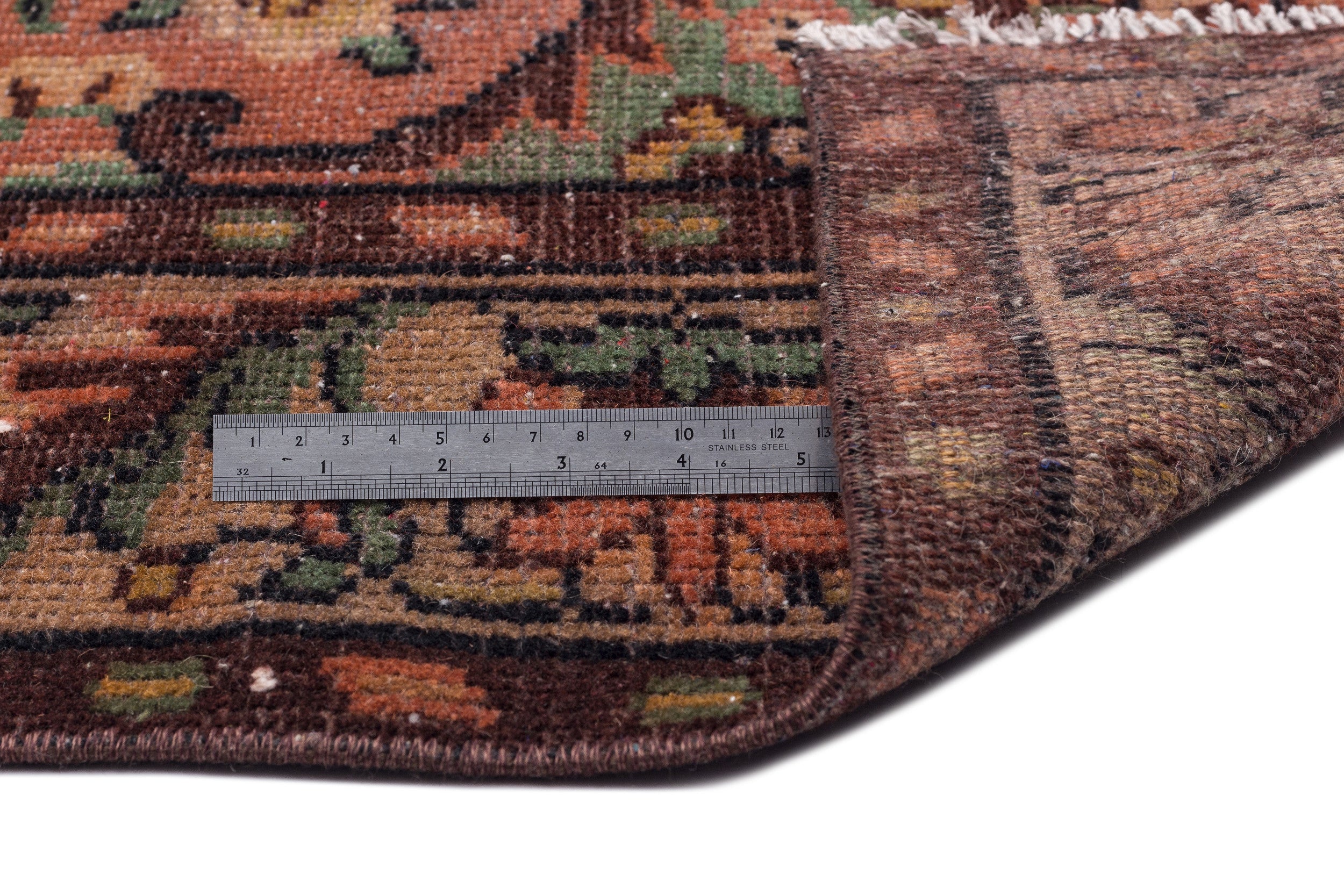 Atina Brown Vintage Wool Handmade Area Rug 6'3" x 9'1"