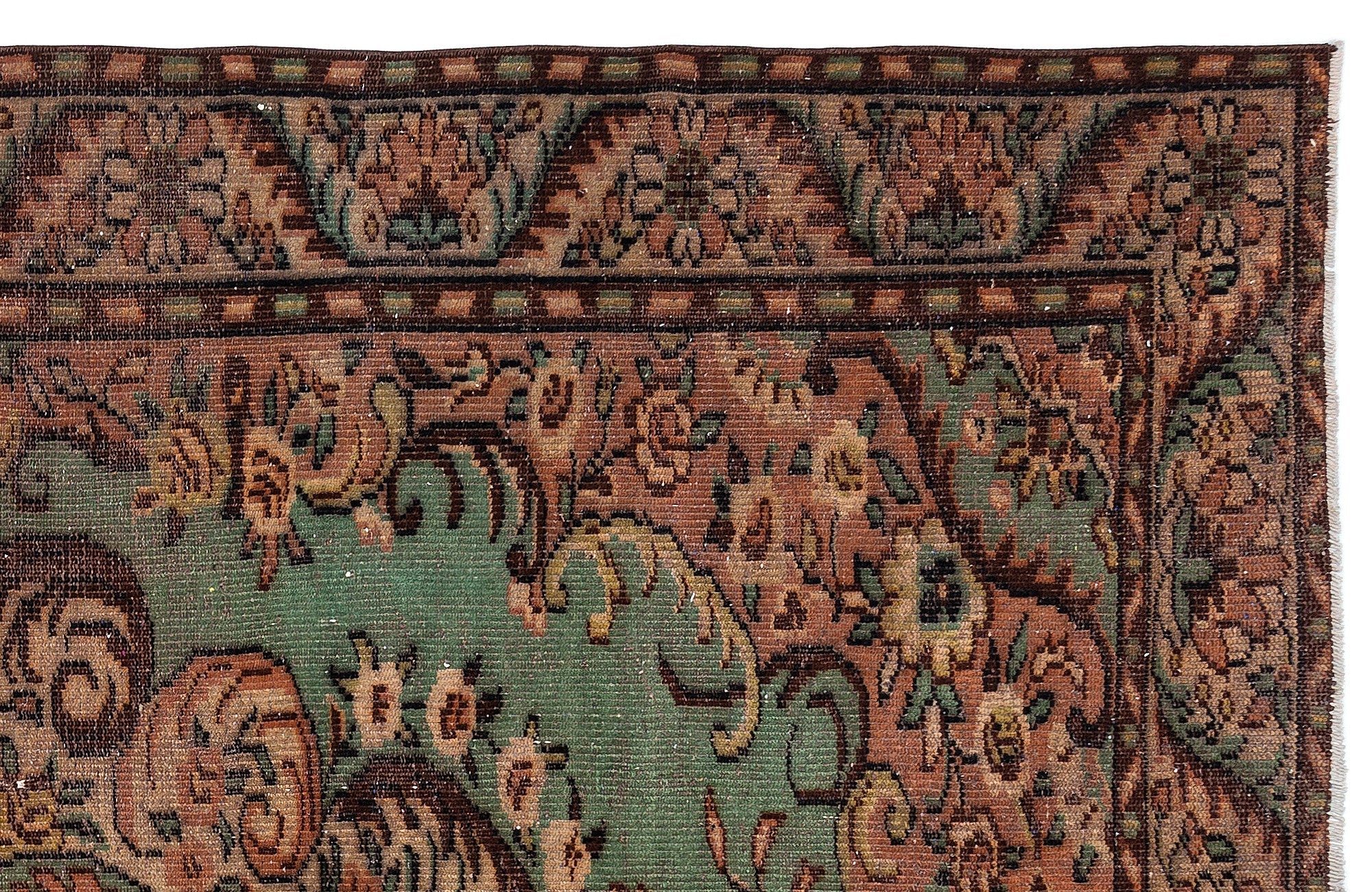 Atina Brown Vintage Wool Handmade Area Rug 6'3" x 9'1"