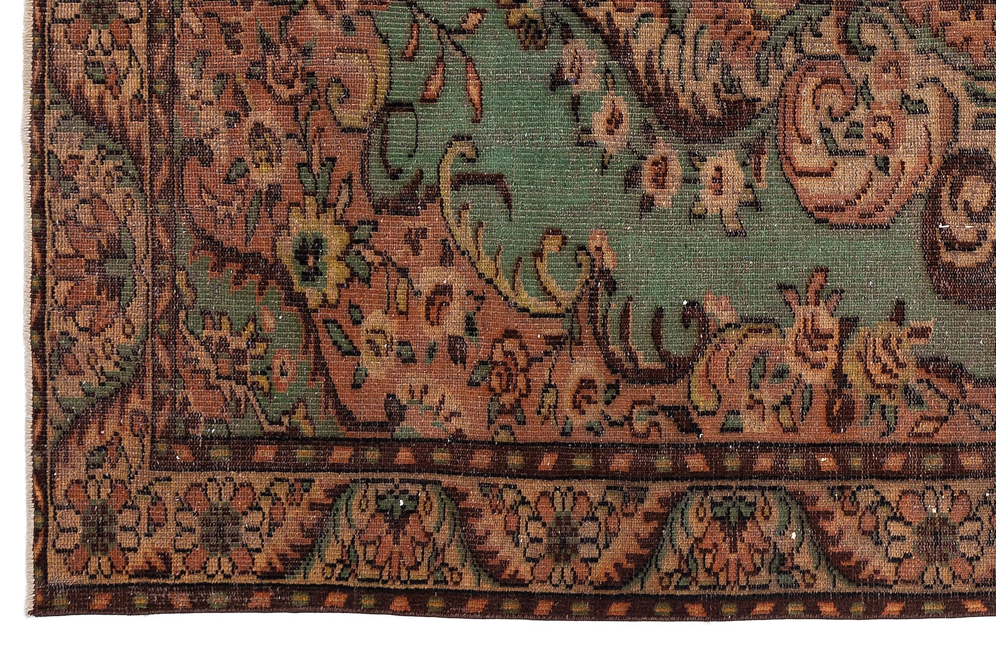 Atina Brown Vintage Wool Handmade Area Rug 6'3" x 9'1"