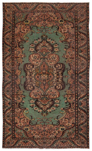 Atina Brown Vintage Wool Handmade Area Rug 6'3" x 9'1"