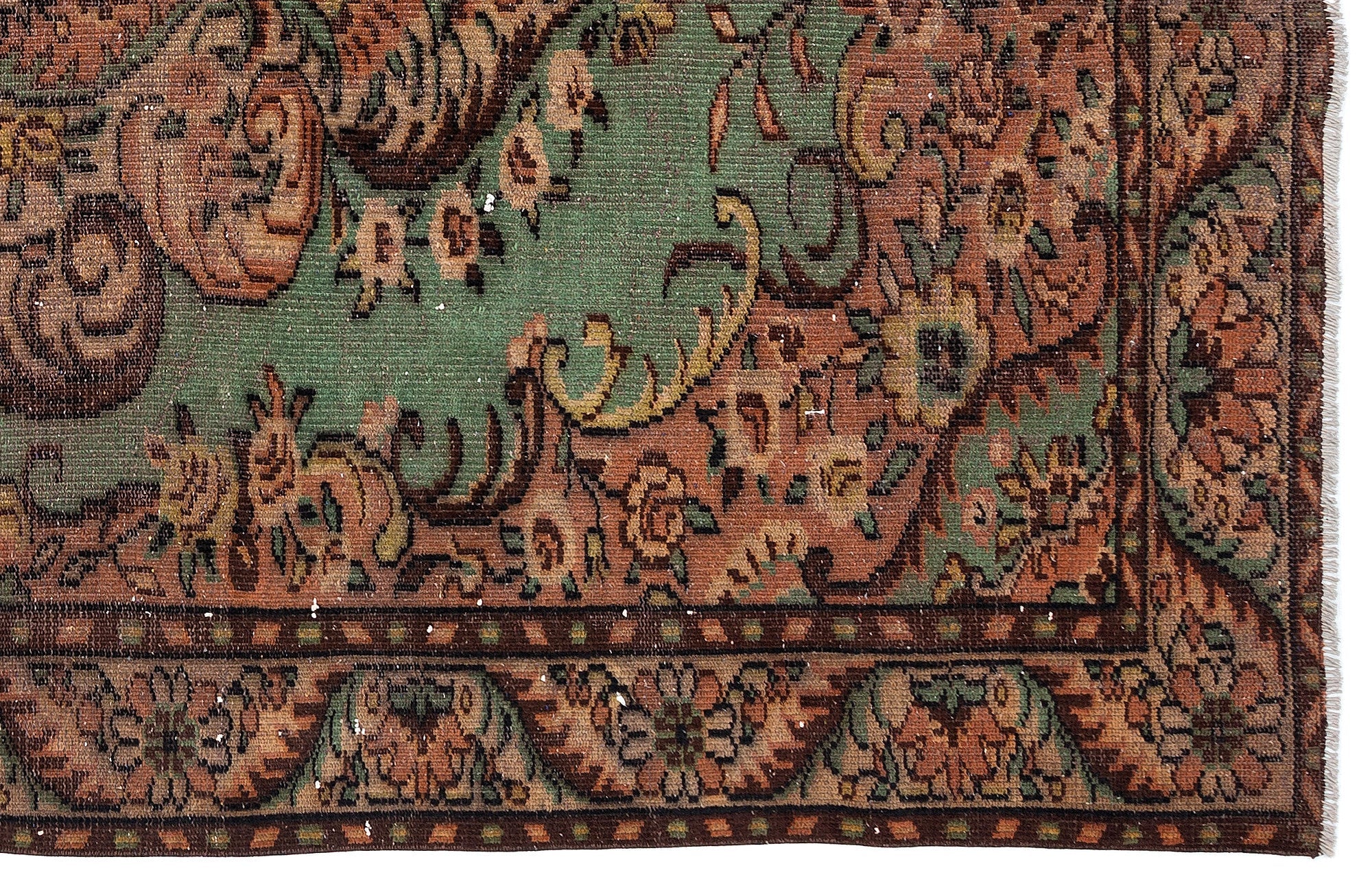 Atina Brown Vintage Wool Handmade Area Rug 6'3" x 9'1"