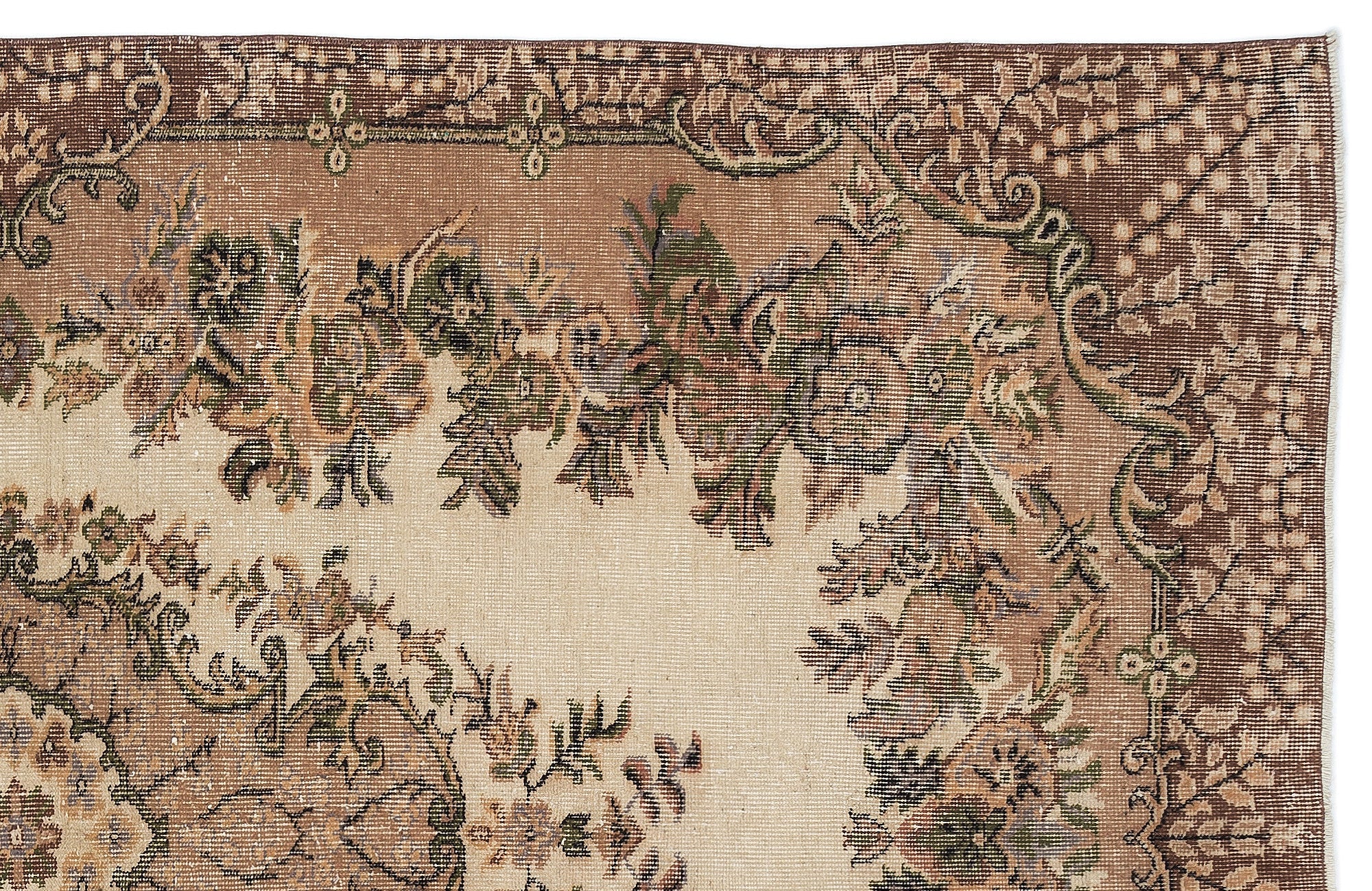 Atina Brown Vintage Wool Handmade Area Rug 5'2" x 9'0"