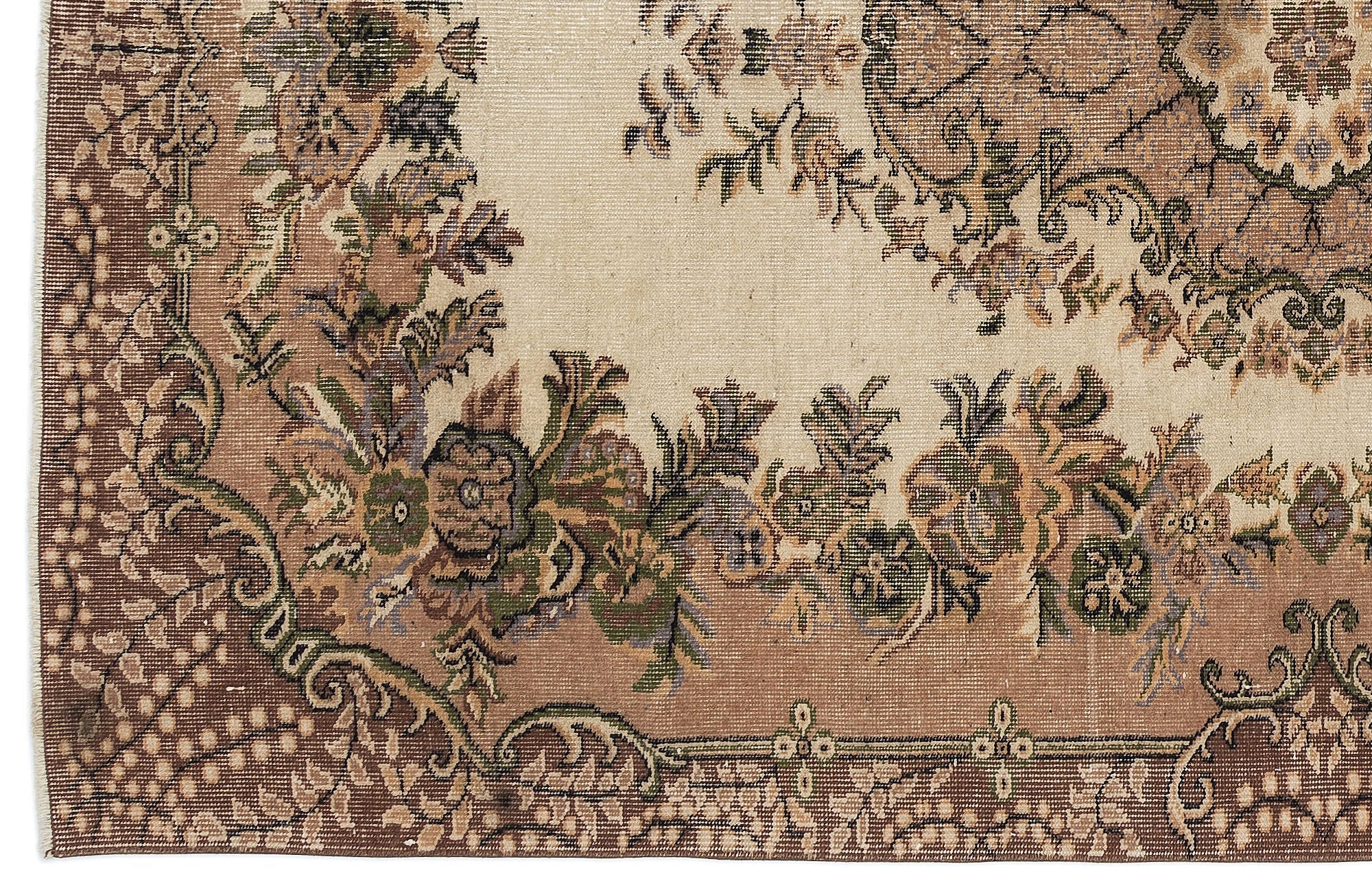 Atina Brown Vintage Wool Handmade Area Rug 5'2" x 9'0"