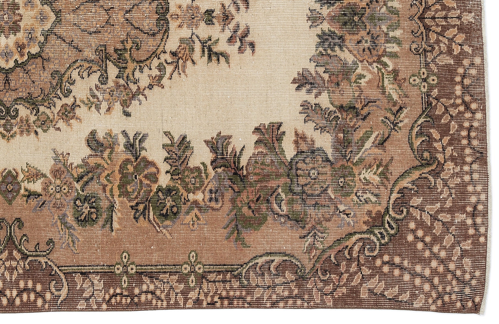 Atina Brown Vintage Wool Handmade Area Rug 5'2" x 9'0"