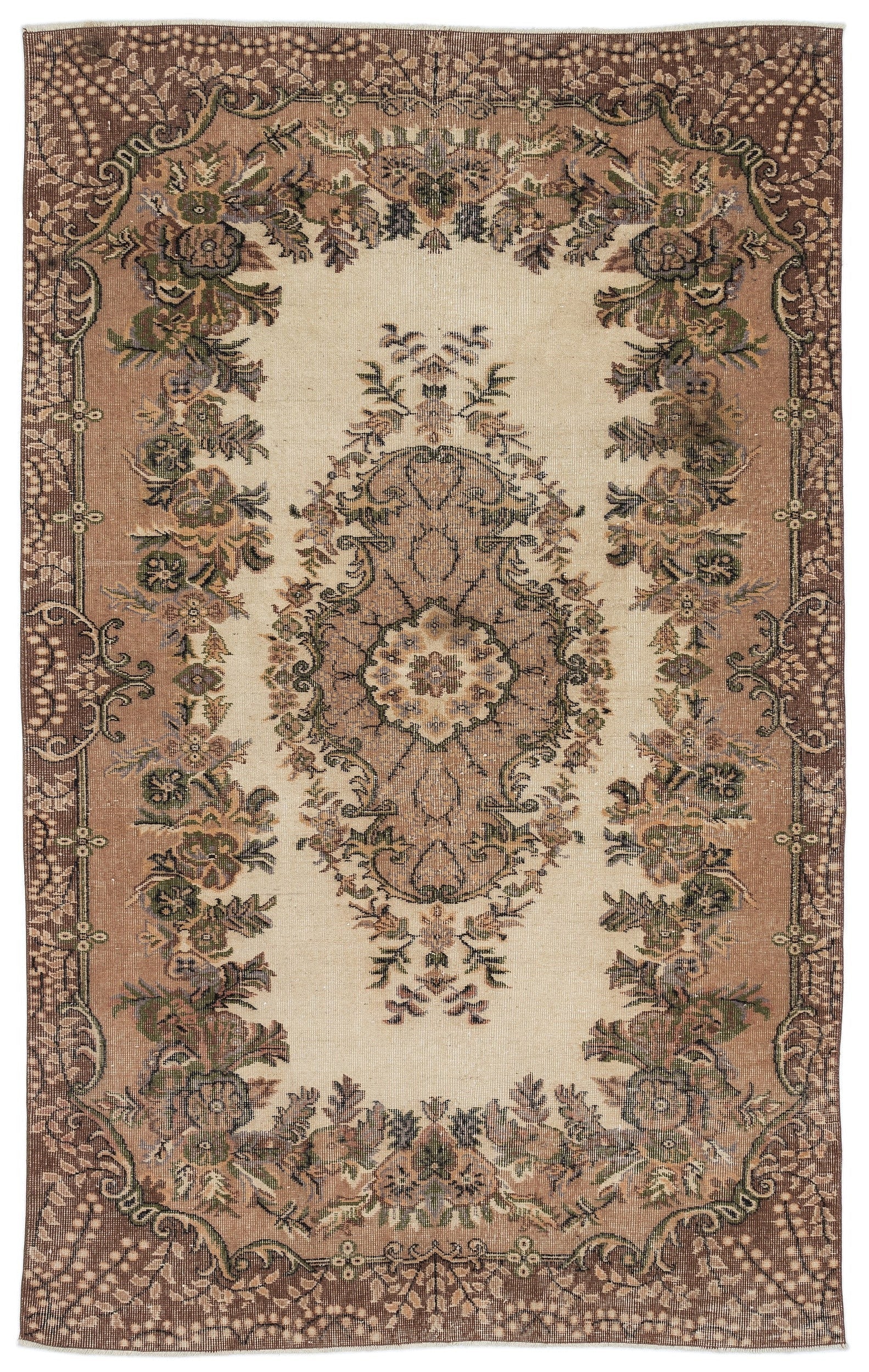 Atina Brown Vintage Wool Handmade Area Rug 5'2" x 9'0"