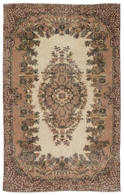 Atina Brown Vintage Wool Handmade Area Rug 5'2" x 9'0"