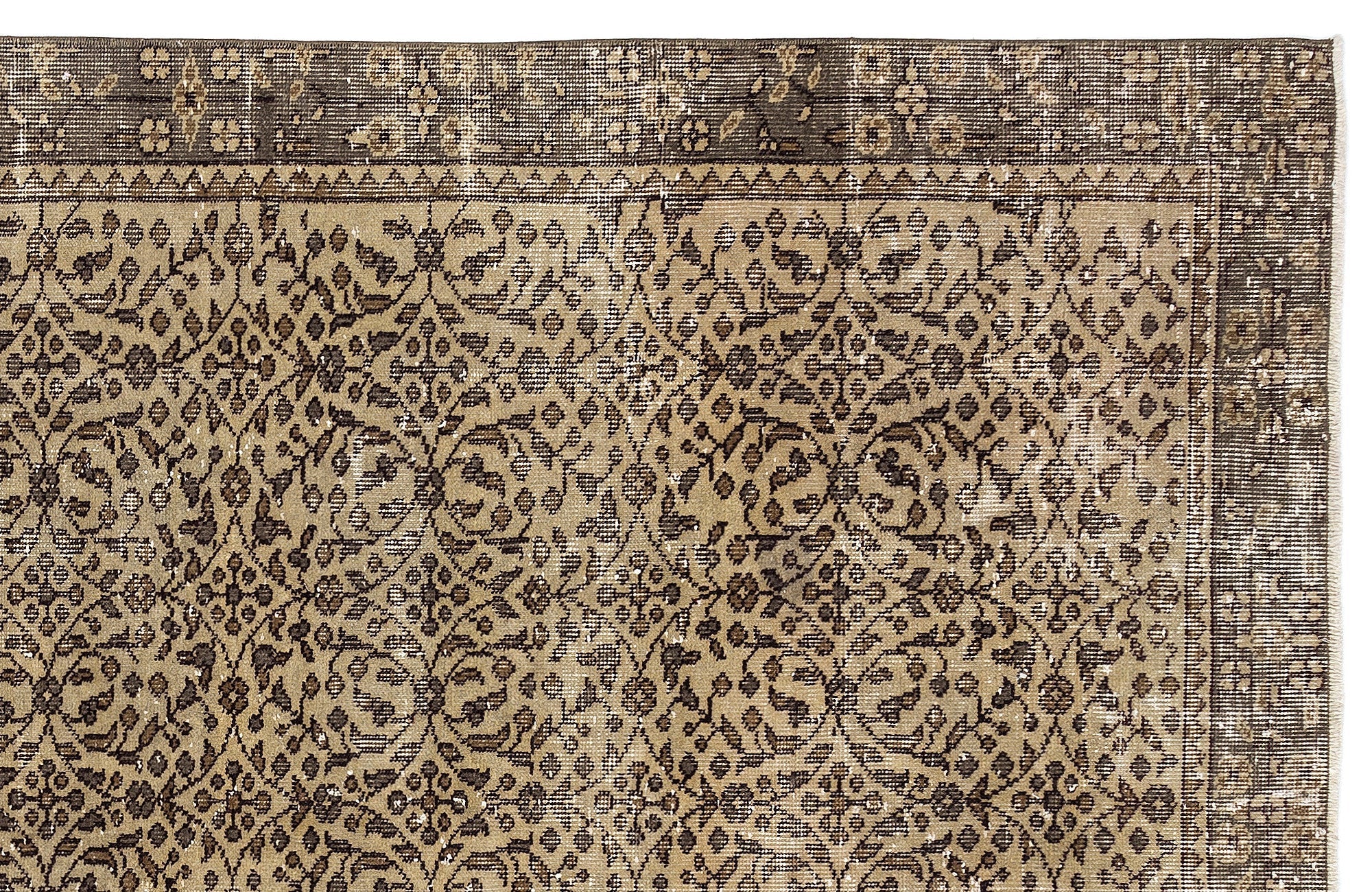 Atina Brown Vintage Wool Handmade Area Rug 4'11" x 9'3"