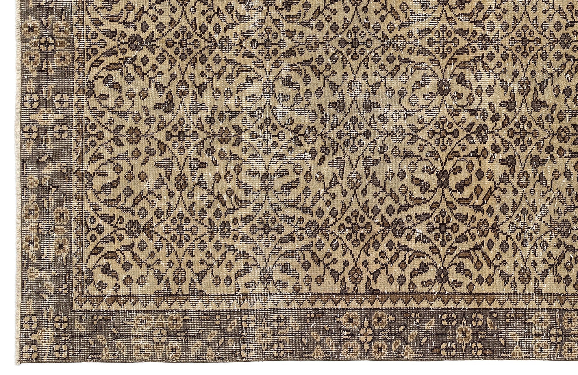 Atina Brown Vintage Wool Handmade Area Rug 4'11" x 9'3"