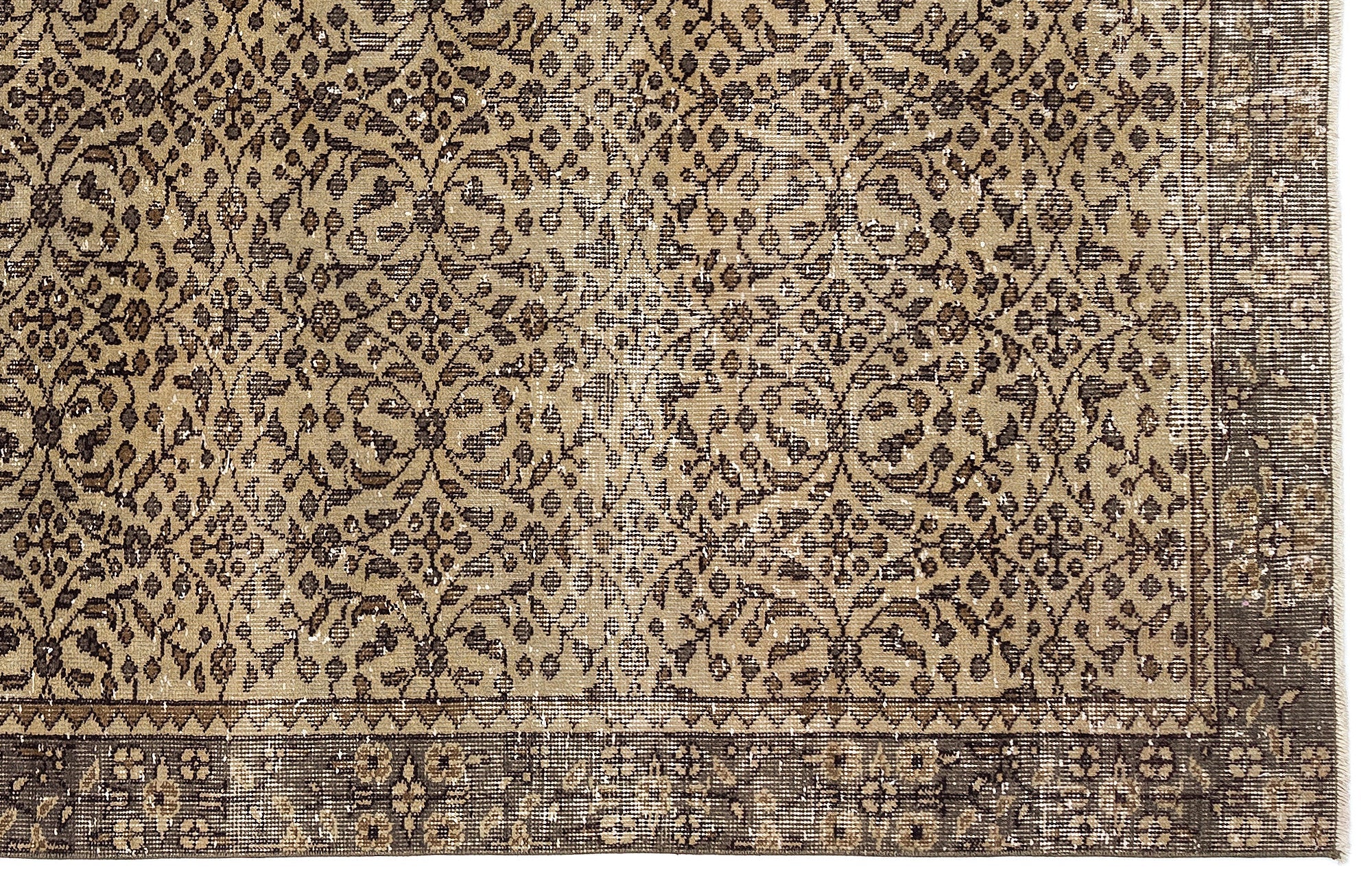 Atina Brown Vintage Wool Handmade Area Rug 4'11" x 9'3"