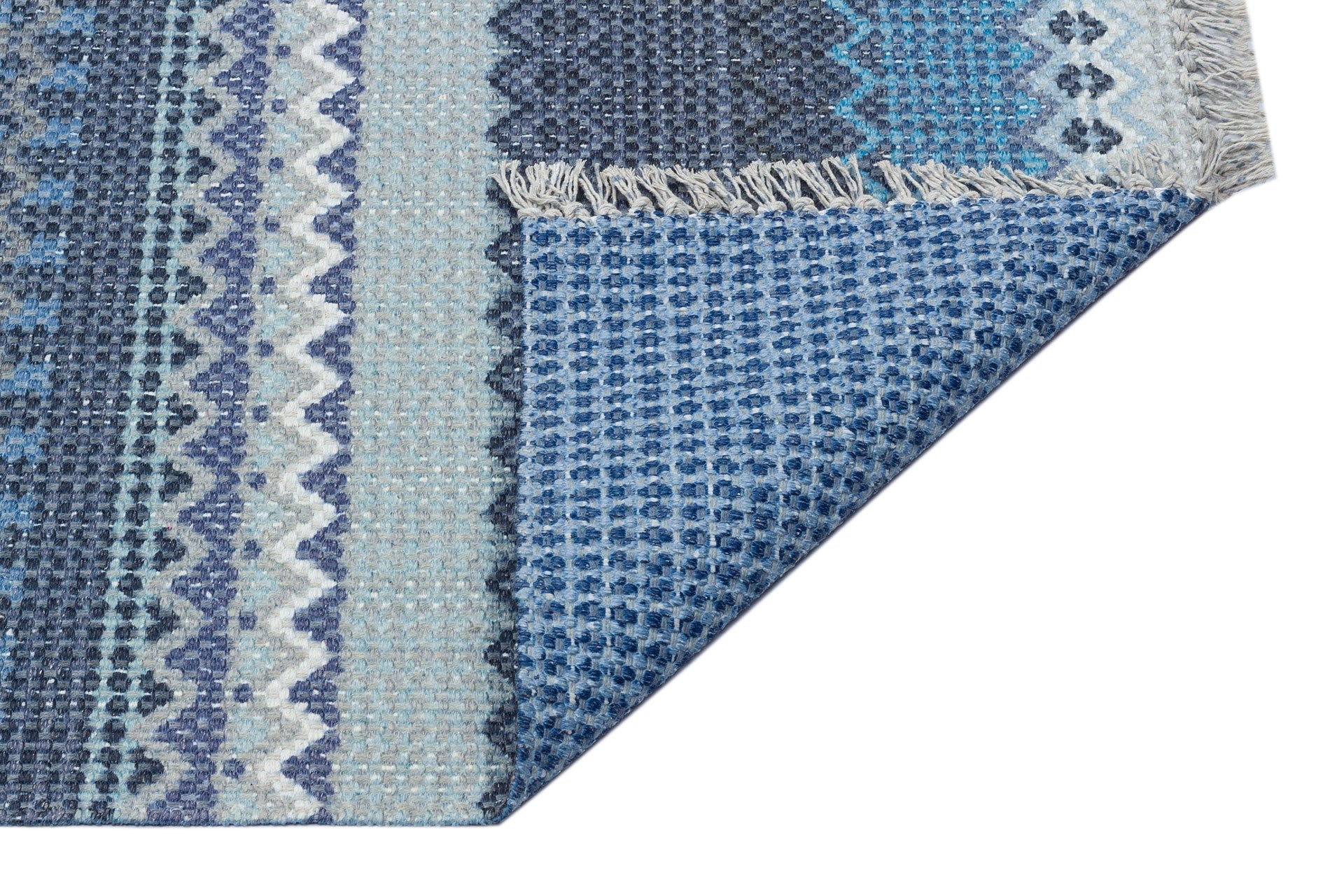 Grey Striped Area Rug - Washable Non Slip Cotton Area Rug with Fringed Edges