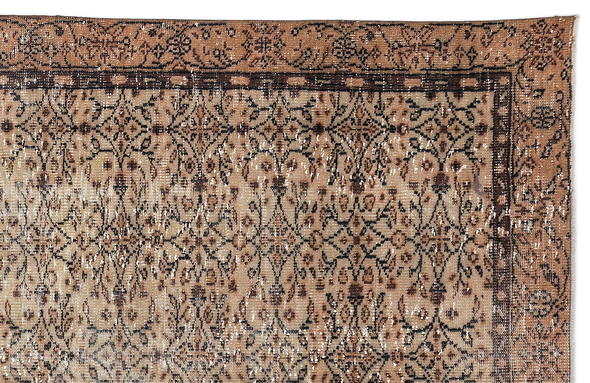 Atina Brown Vintage Wool Handmade Area Rug 5'9" x 9'7"