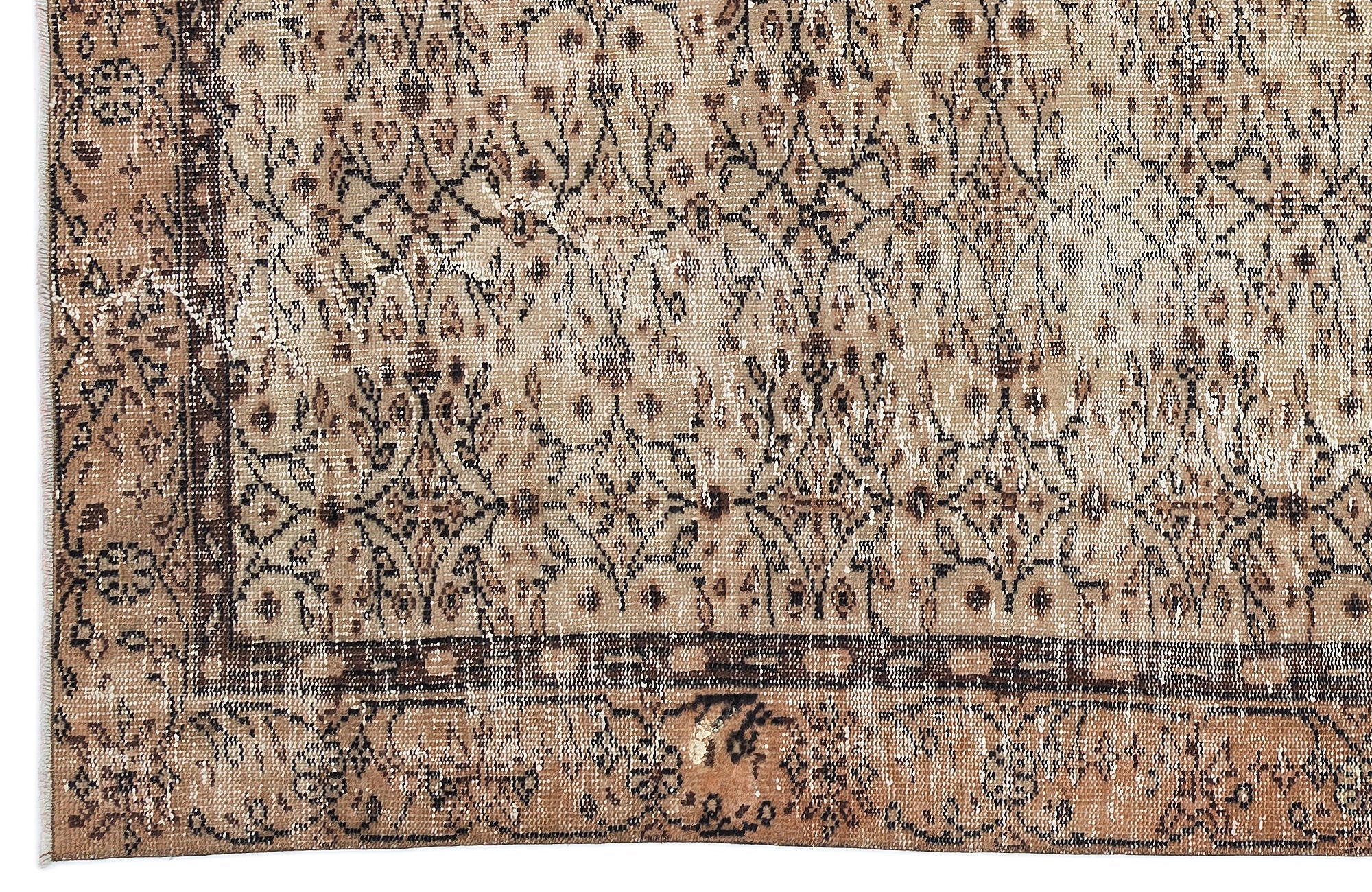 Atina Brown Vintage Wool Handmade Area Rug 5'9" x 9'7"