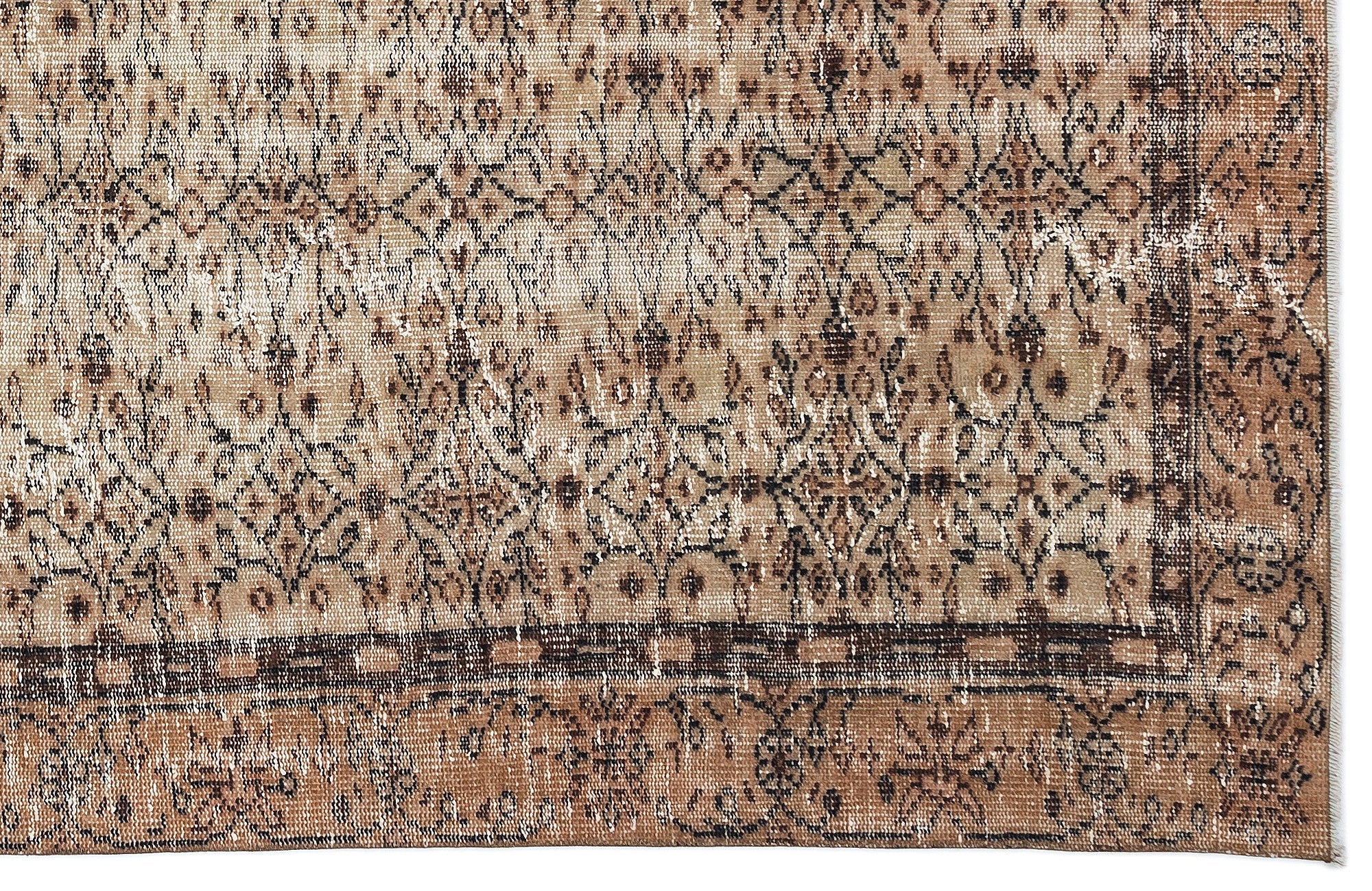 Atina Brown Vintage Wool Handmade Area Rug 5'9" x 9'7"