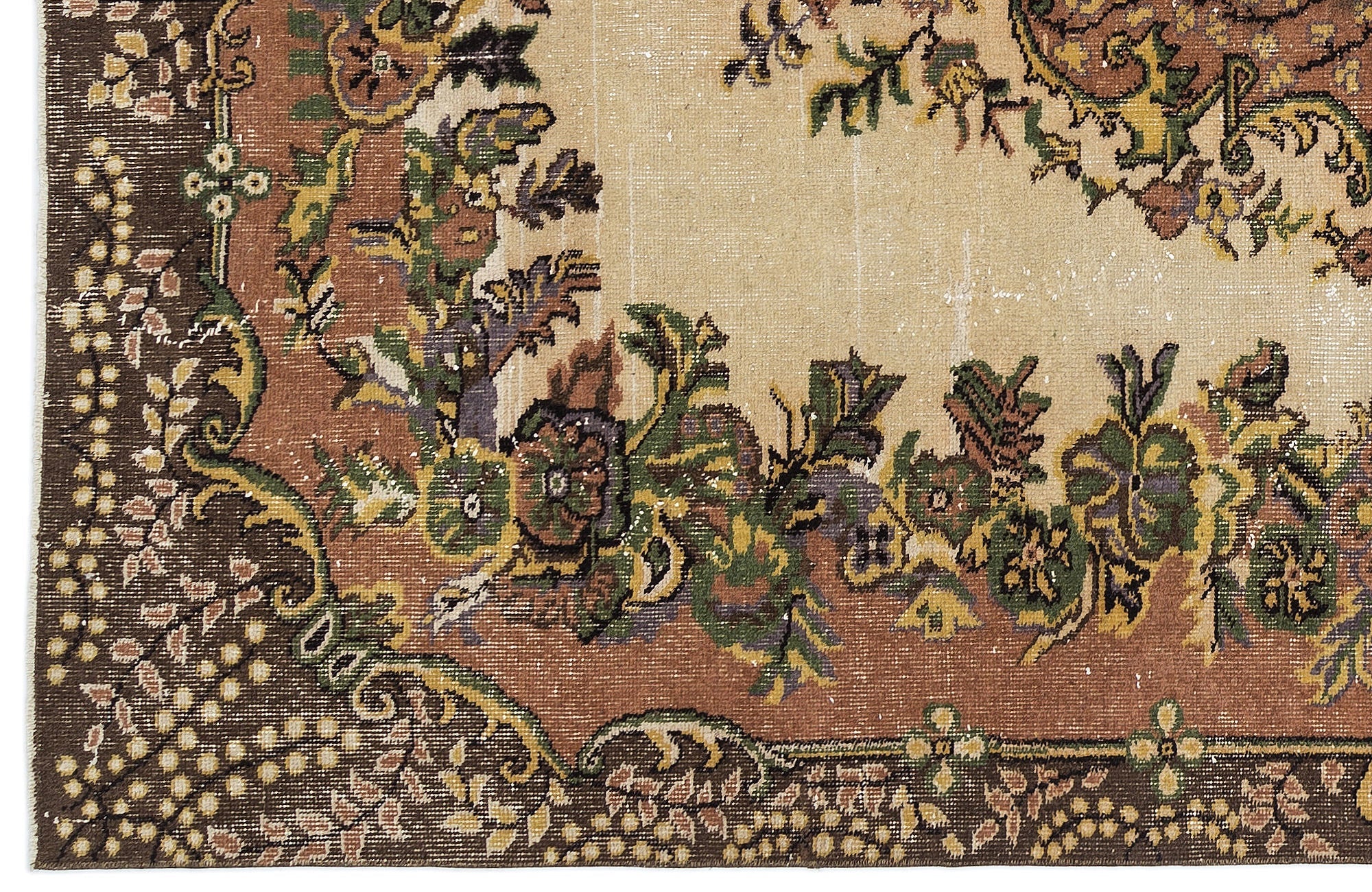 Atina 9807 Beige Vintage Wool Handmade Area Rug 5'9" x 10'1"