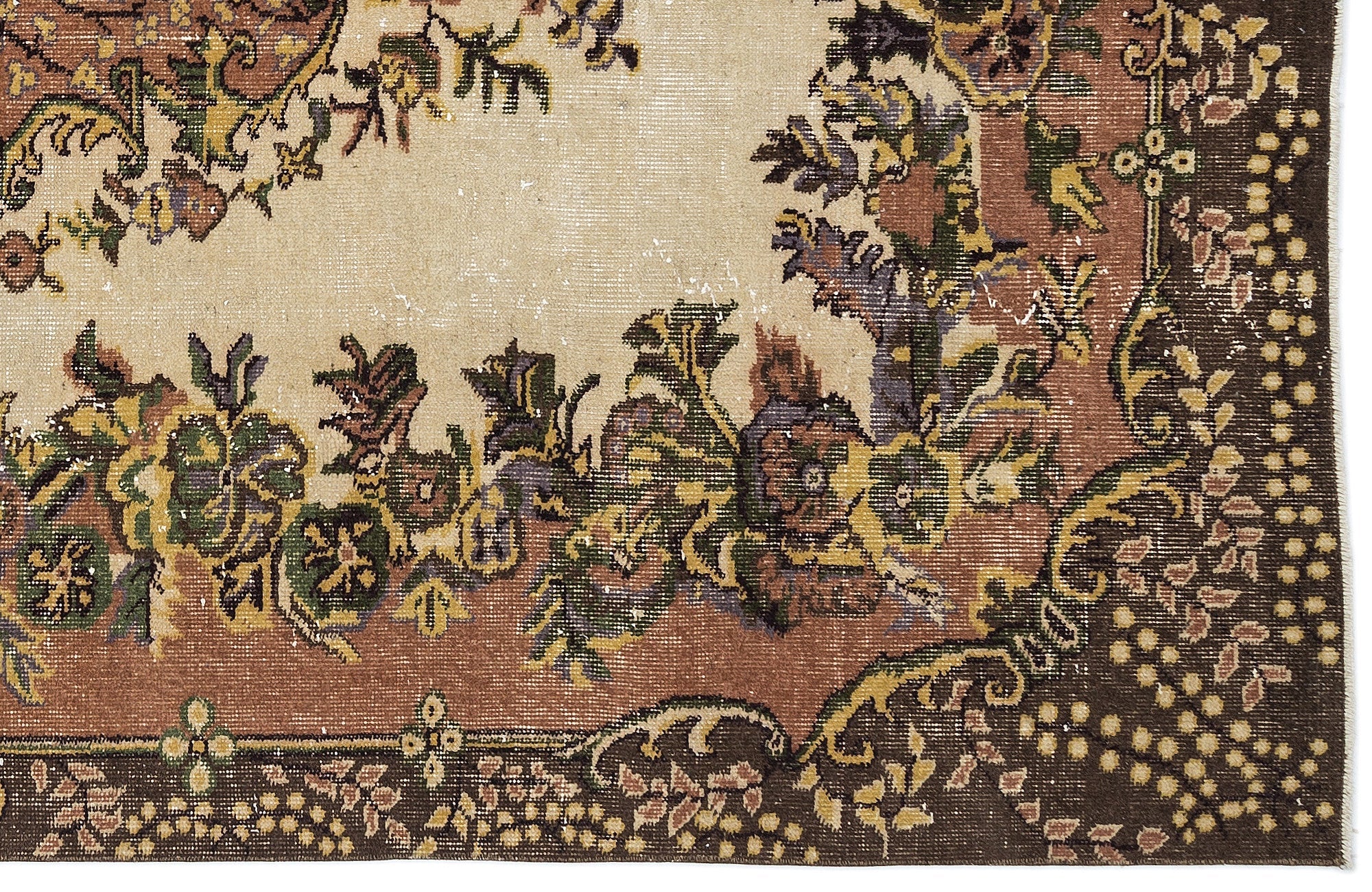 Atina 9807 Beige Vintage Wool Handmade Area Rug 5'9" x 10'1"