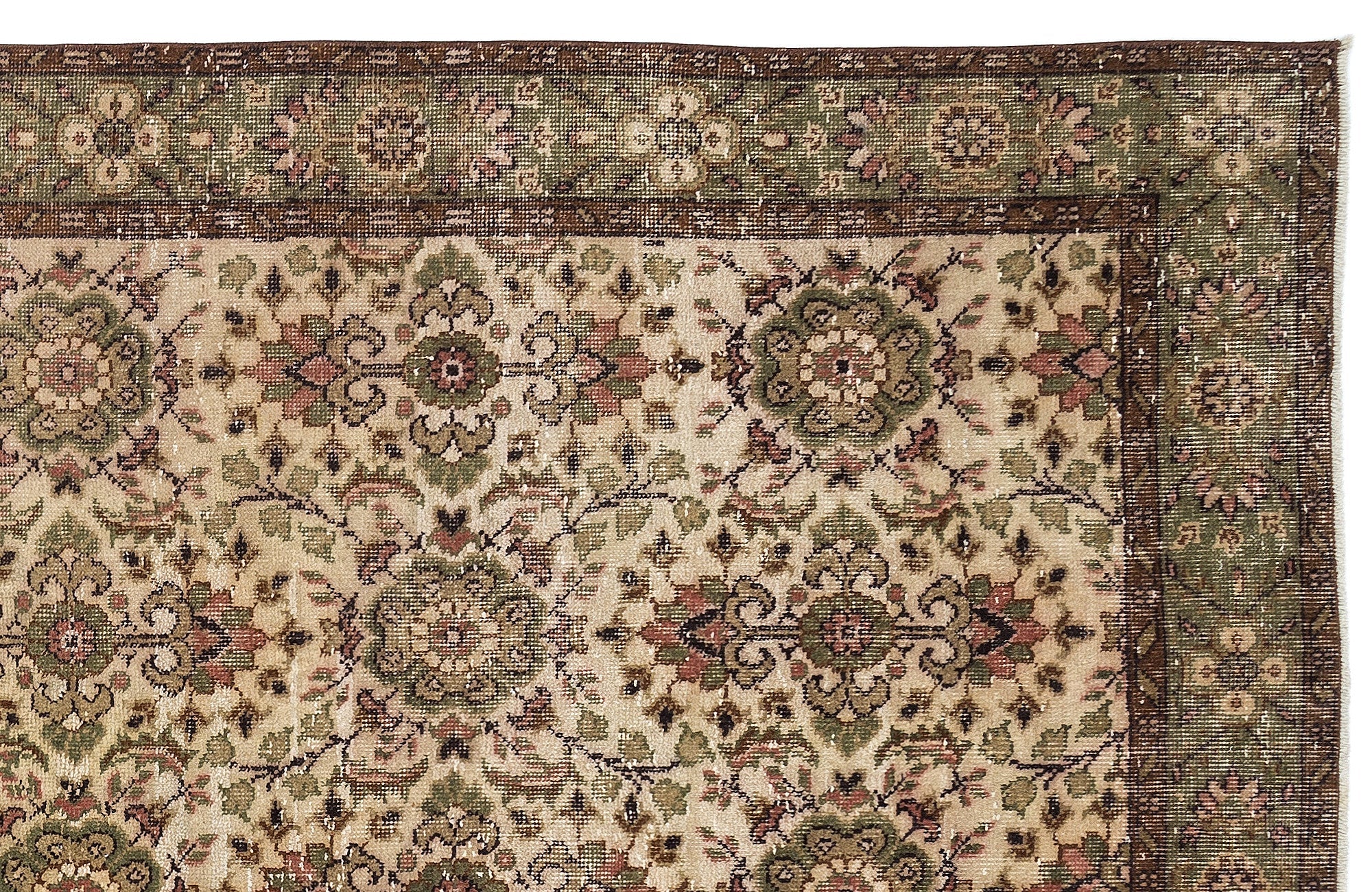Atina Brown Vintage Wool Handmade Area Rug 6'9" x 8'2"