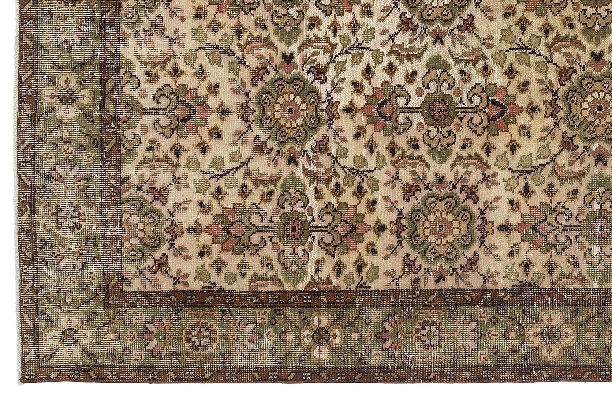 Atina Brown Vintage Wool Handmade Area Rug 6'9" x 8'2"