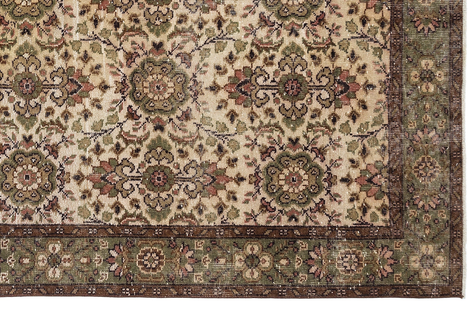 Atina Brown Vintage Wool Handmade Area Rug 6'9" x 8'2"