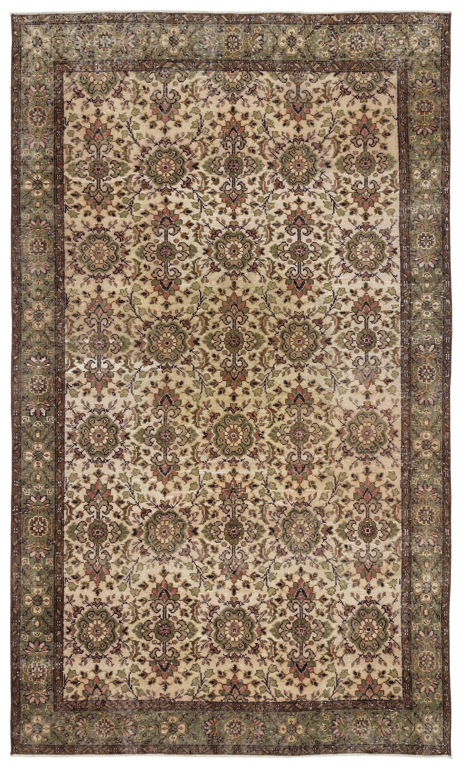 Atina Brown Vintage Wool Handmade Area Rug 6'9" x 8'2"
