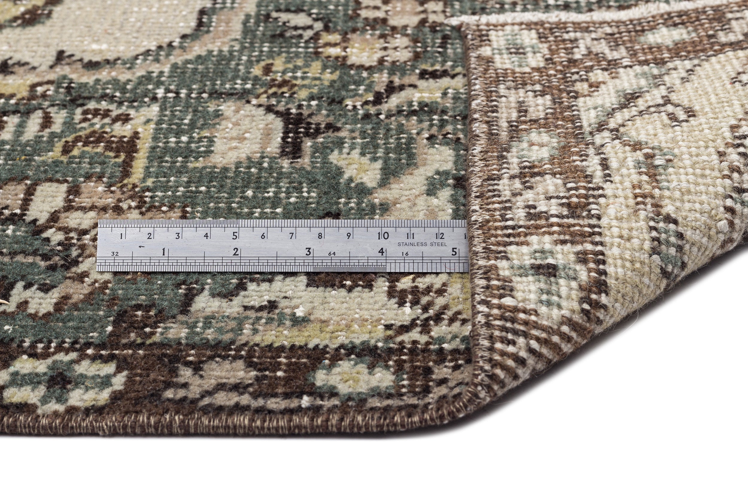 Atina Beige Vintage Wool Handmade Area Rug 5'9" x 9'6"