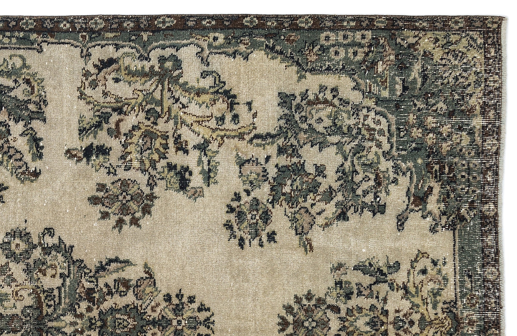 Atina Beige Vintage Wool Handmade Area Rug 5'9" x 9'6"
