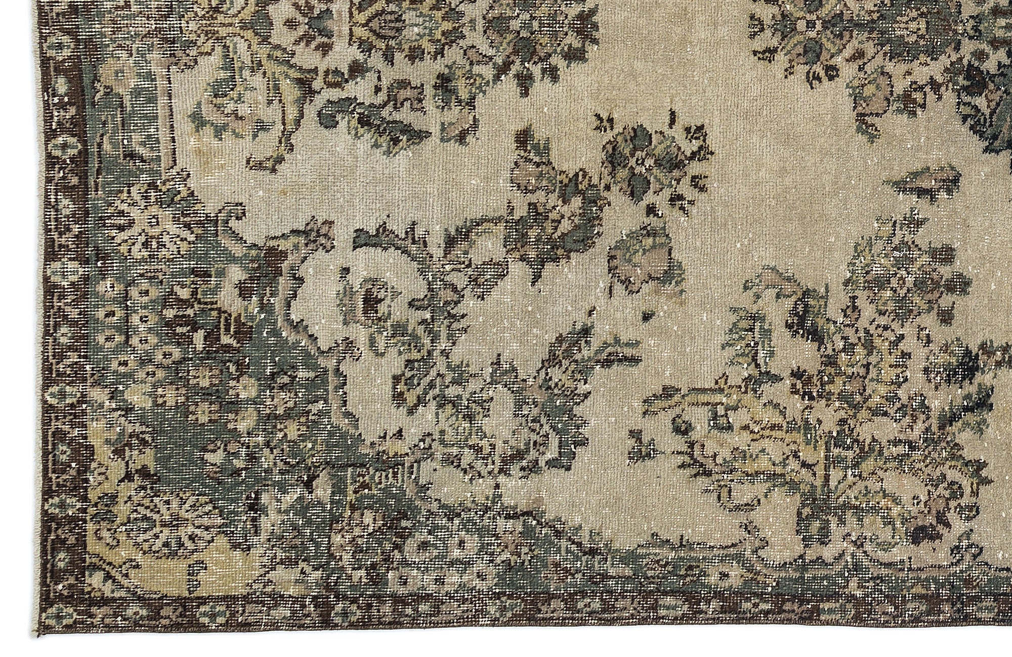 Atina Beige Vintage Wool Handmade Area Rug 5'9" x 9'6"