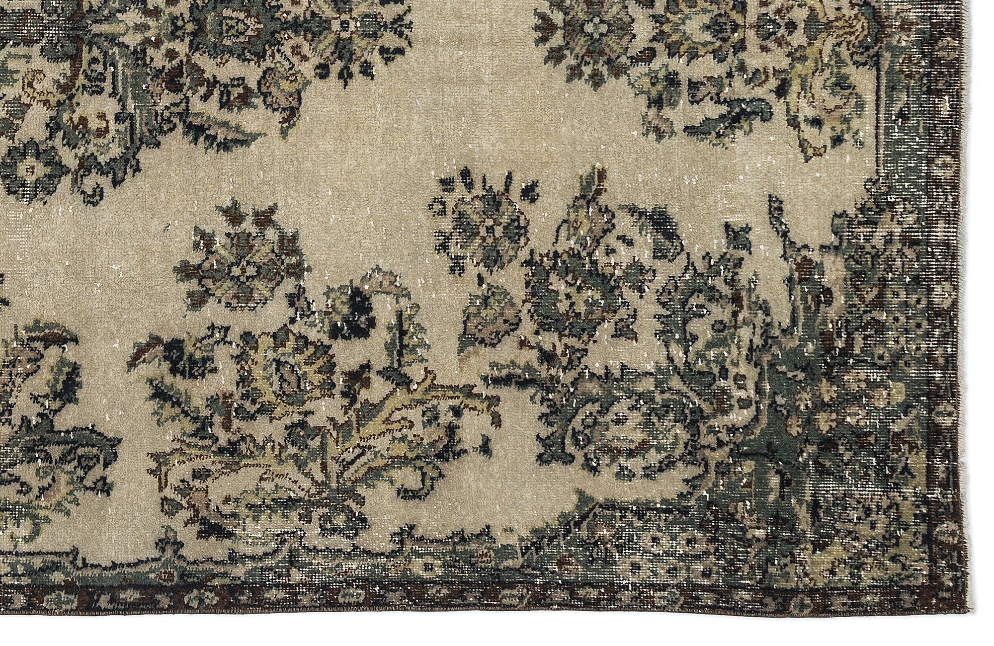 Atina Beige Vintage Wool Handmade Area Rug 5'9" x 9'6"