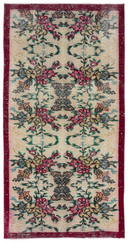 Atina Cream Vintage Wool Handmade Area Rug 3'7" x 7'0"