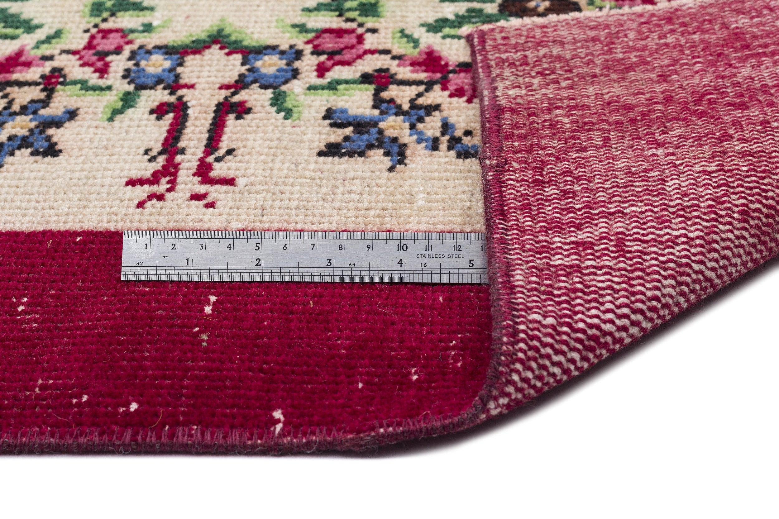 Atina 9844 Beige Vintage Wool Handmade Area Rug 6'2" x 9'7"